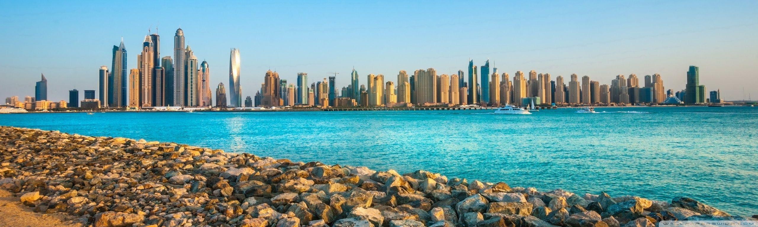 2560x770 United Arab Emirates Skyscrapers wallpaper, Dual Screen