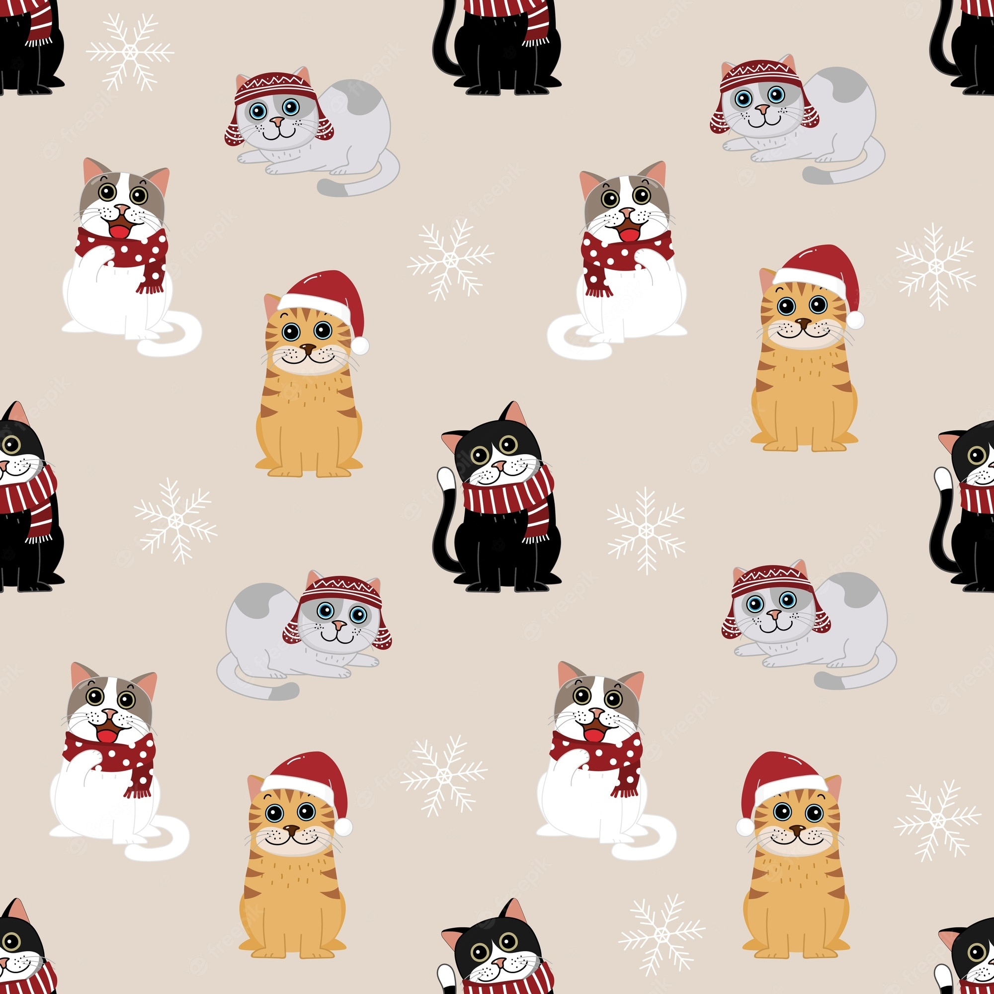 2000x2000 Christmas cat pattern Image. Free Vectors, & PSD, Phone