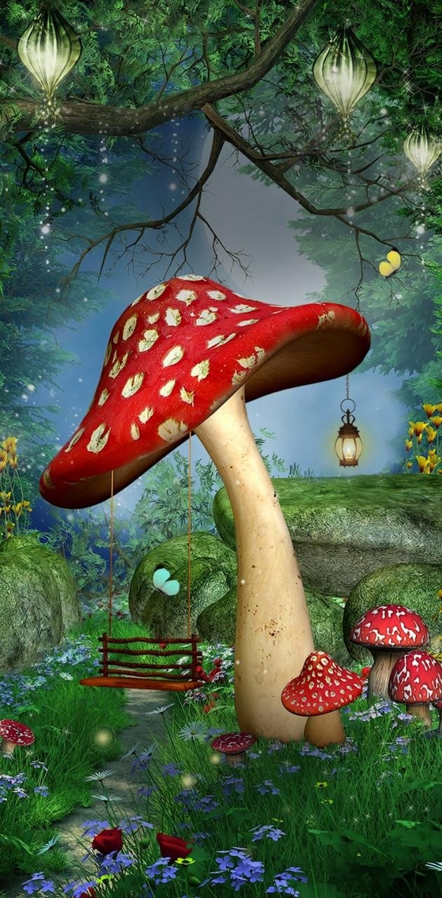 630x1280 Magical mushroom Wallpaper Download, Phone