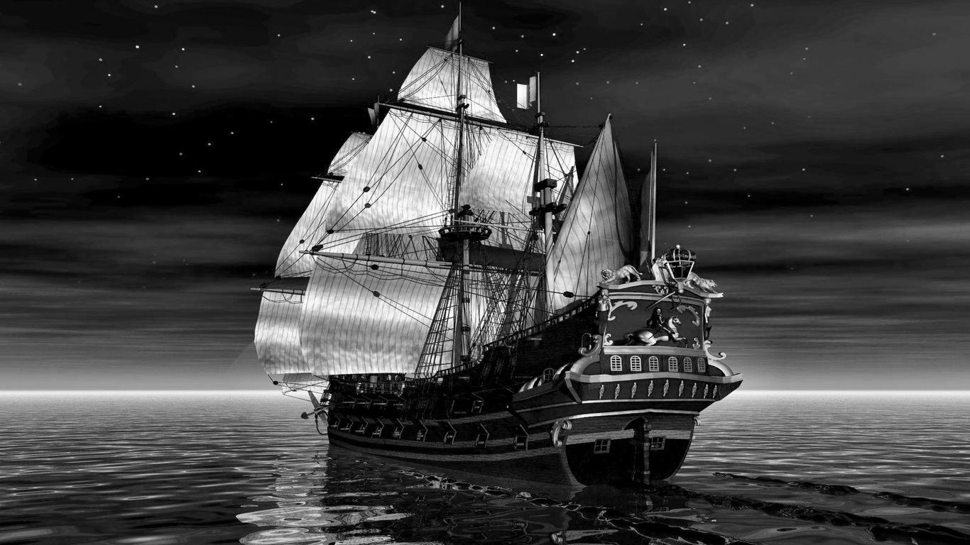 1370x770 Black And White Ship Wallpaper Picture to, Desktop