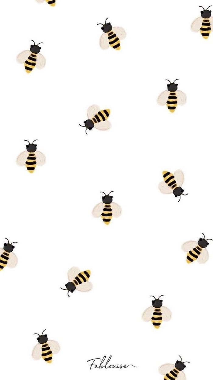 700x1250 drawing of bees, on white background, cute wallpaper for girls. Latar belakang, Foto abstrak, Seni kolase, Phone