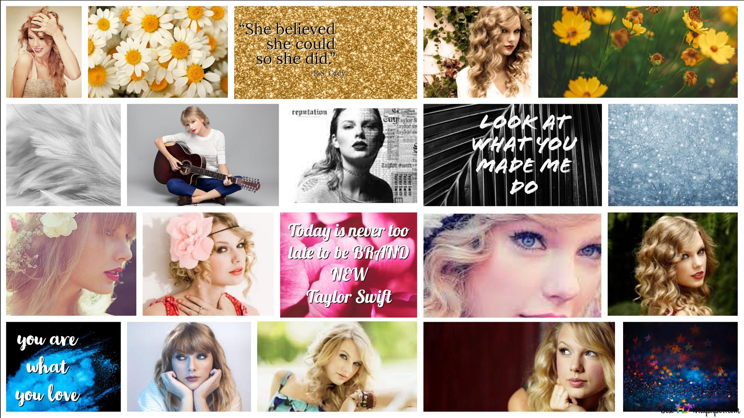 2400x1350 Ttaylor swift aesthetic background collage and quotes 2K wallpaper download, Desktop