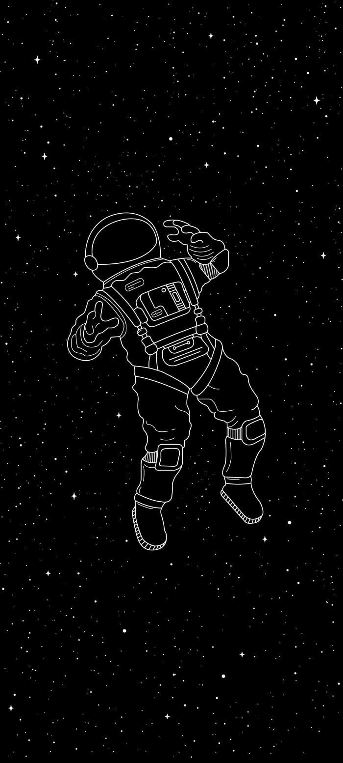 700x1560 Black and White Astronaut Wallpaper Free Black and White Astronaut Background, Phone