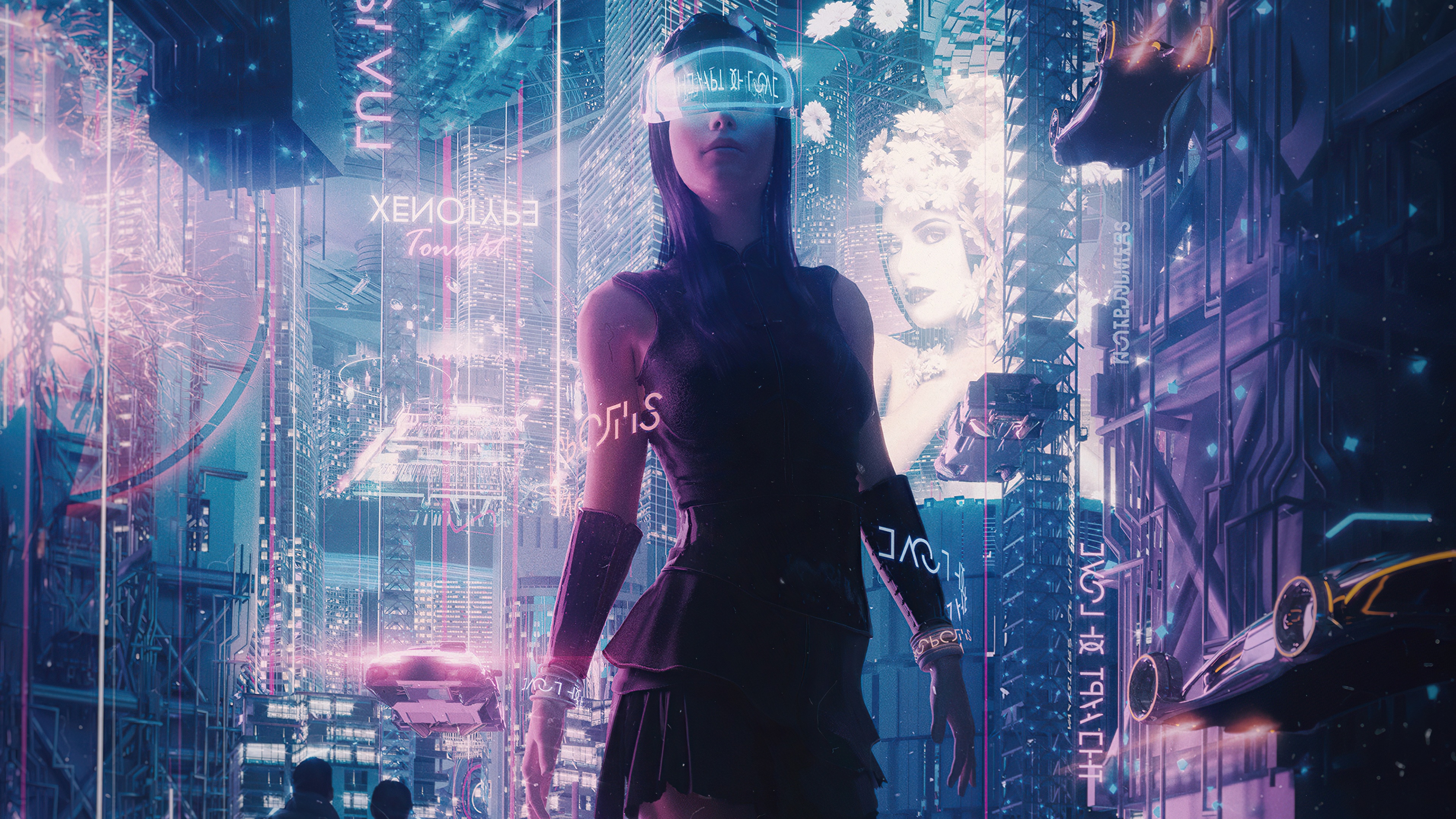 3840x2160 Wallpaper 4k The Cyber City Girl 4k Wallpaper, Desktop