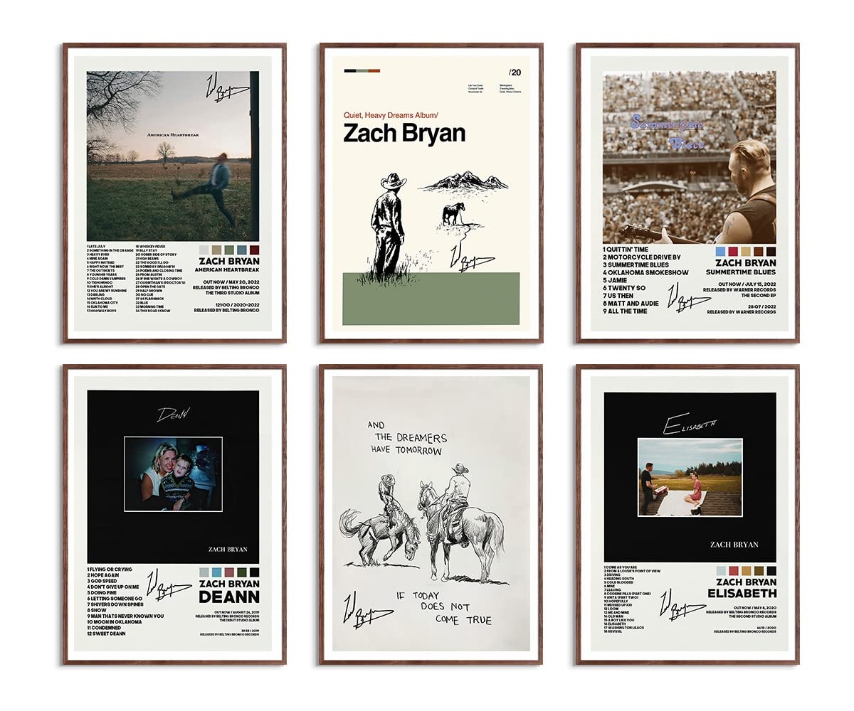 1200x1000 Usspo Zach Bryan Music Album Cover Poster Print Canvas Wall Art Limited Signed Deann Poster Room Aesthetic Set of 6 Dorm Decor 11x14 inch Unframed: Posters & Prints, Desktop