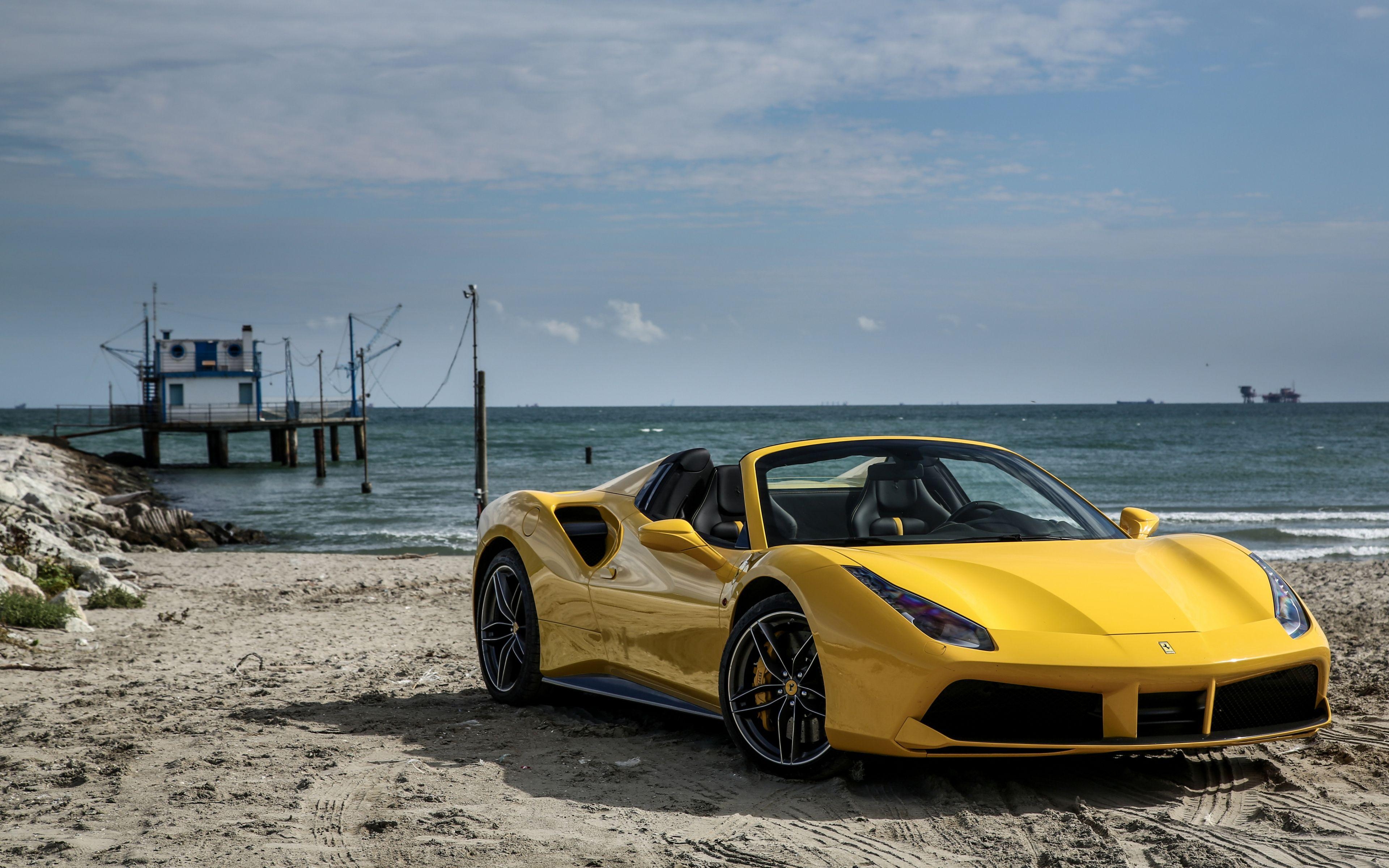 3840x2400 Download Wallpaper  Ferrari, Spider, Yellow, Side, Desktop