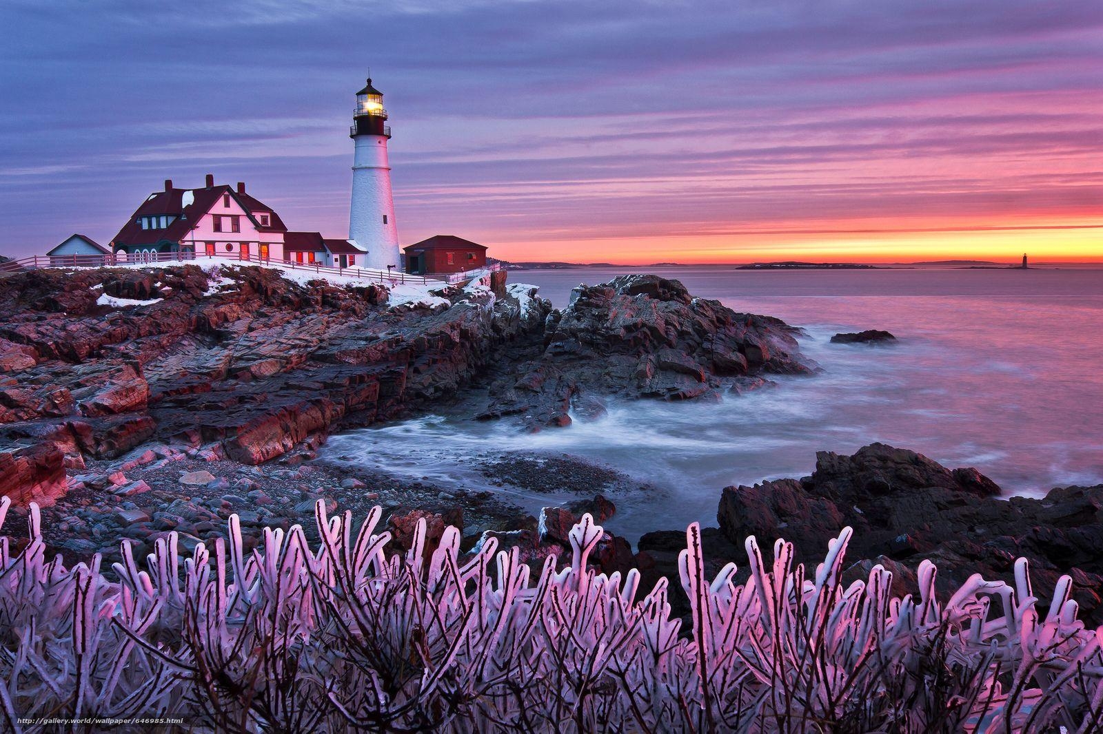 1600x1070 Download wallpaper Portland Head Light, Cape Elizabeth, Maine, Desktop