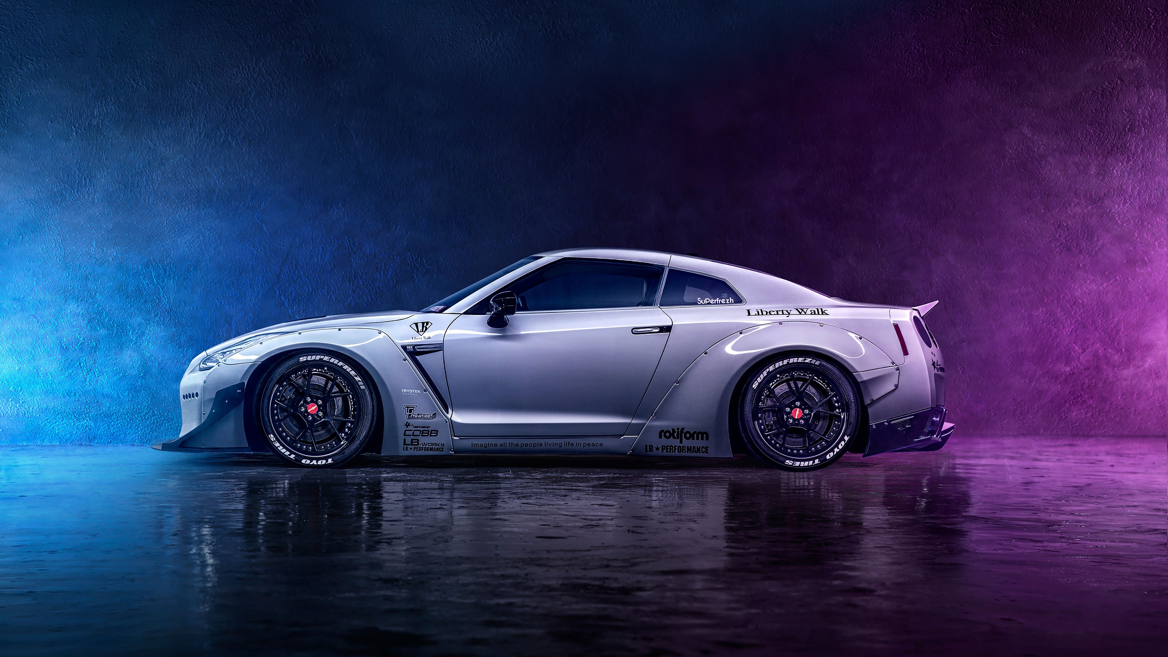 3840x2160 Nissan GT R 4K Wallpaper, Neon, Digital Art, Cars, Desktop