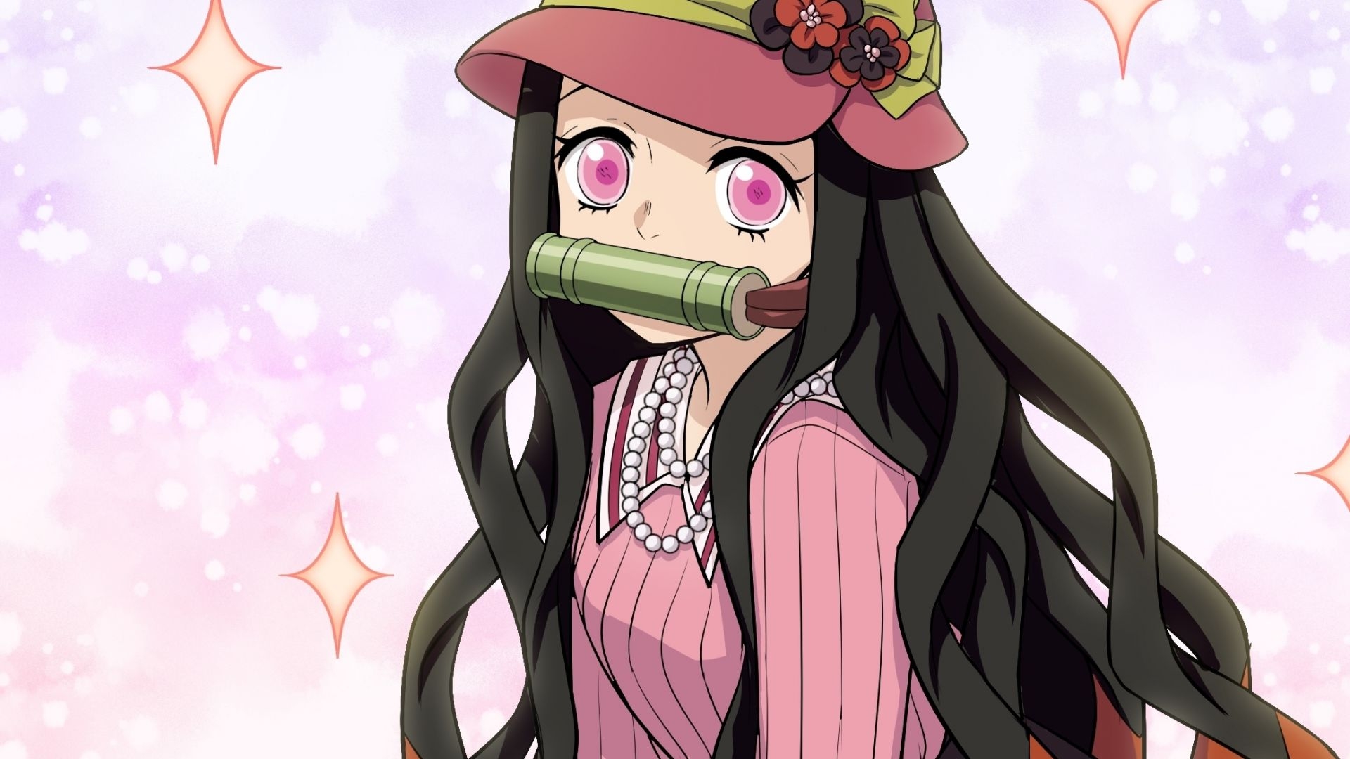 1920x1080 Desktop wallpaper artwork, pink eyes, cute, nezuko kamado, HD image, picture, background, f2c7b4, Desktop