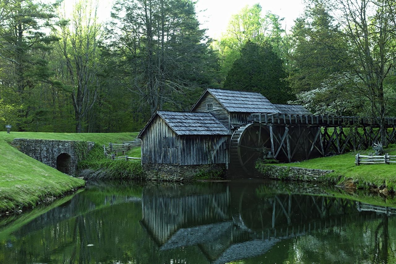 1280x860 Desktop Wallpaper USA Watermill Blue Ridge Parkway Nature Parks, Desktop