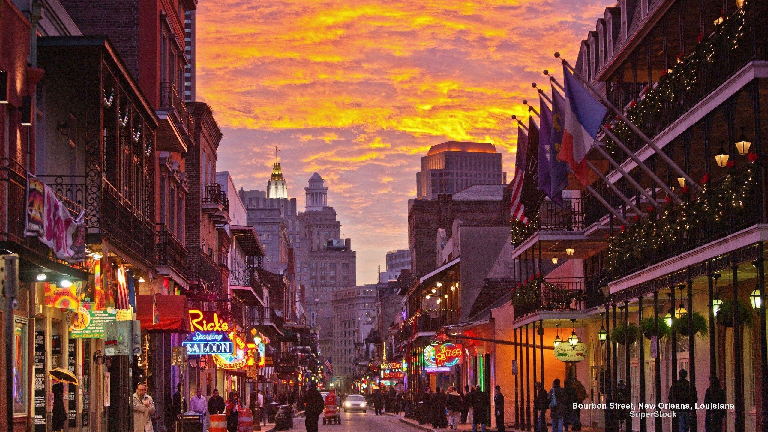 2560x1440 Other: Bourbon Street New Orleans Sunset Louisiana Cities, Desktop