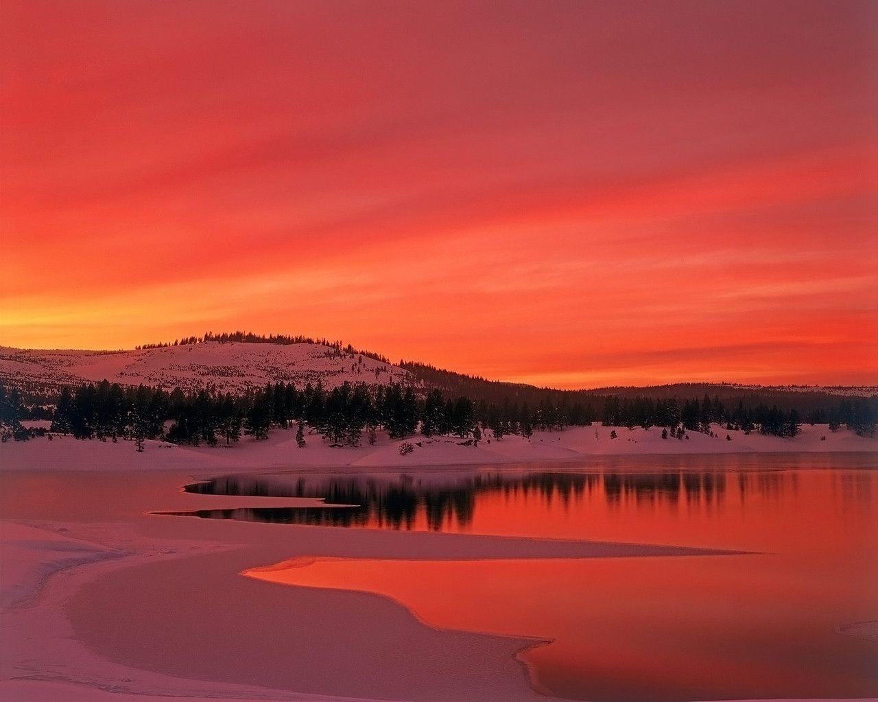 1280x1030 Free Desktop Wallpaper Winter Sunset, Desktop