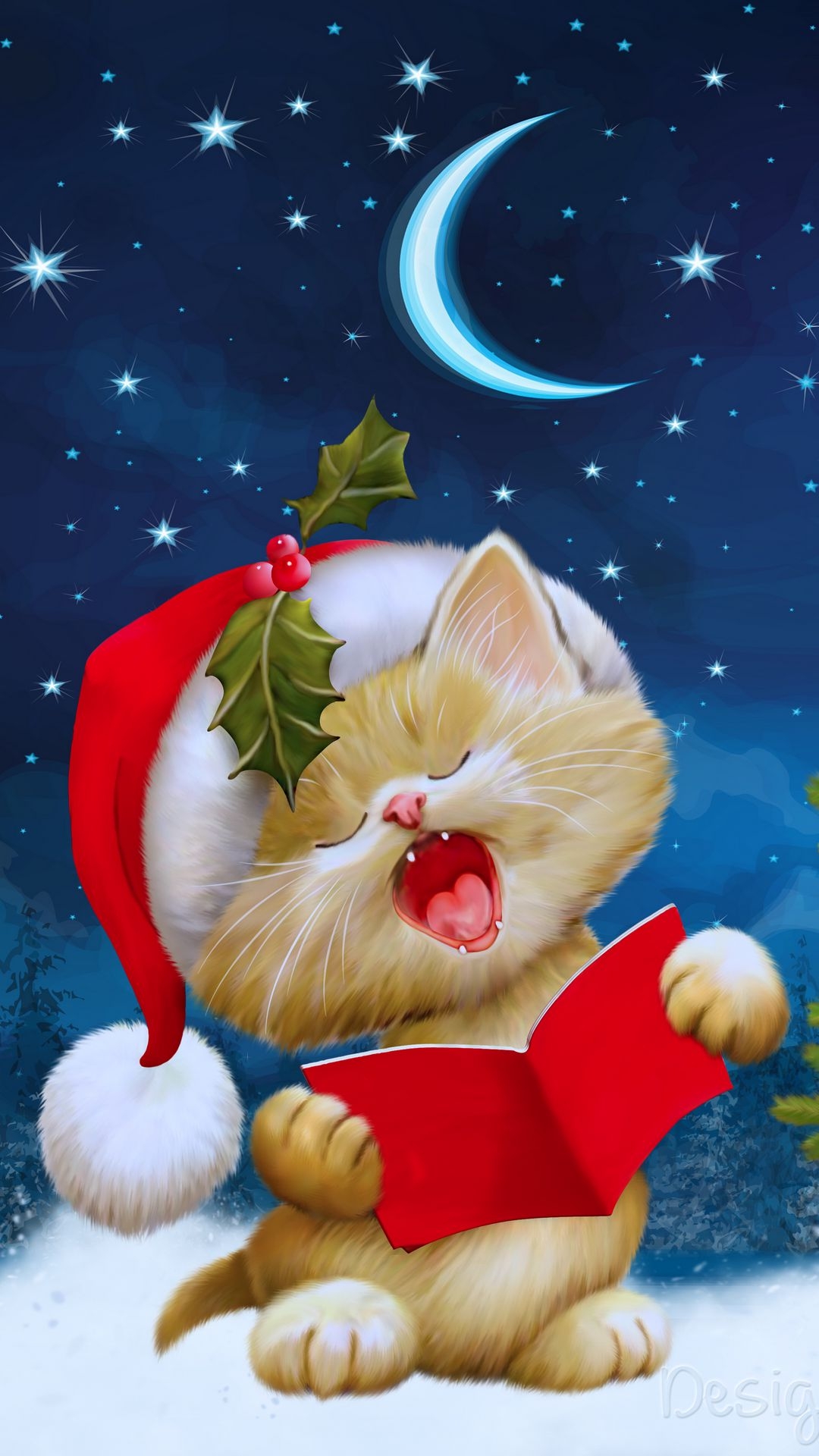 1080x1920 Download wallpaper  new year, christmas, cat, card samsung galaxy s s note, sony xperia z, z z z htc one, lenovo vibe HD background, Phone