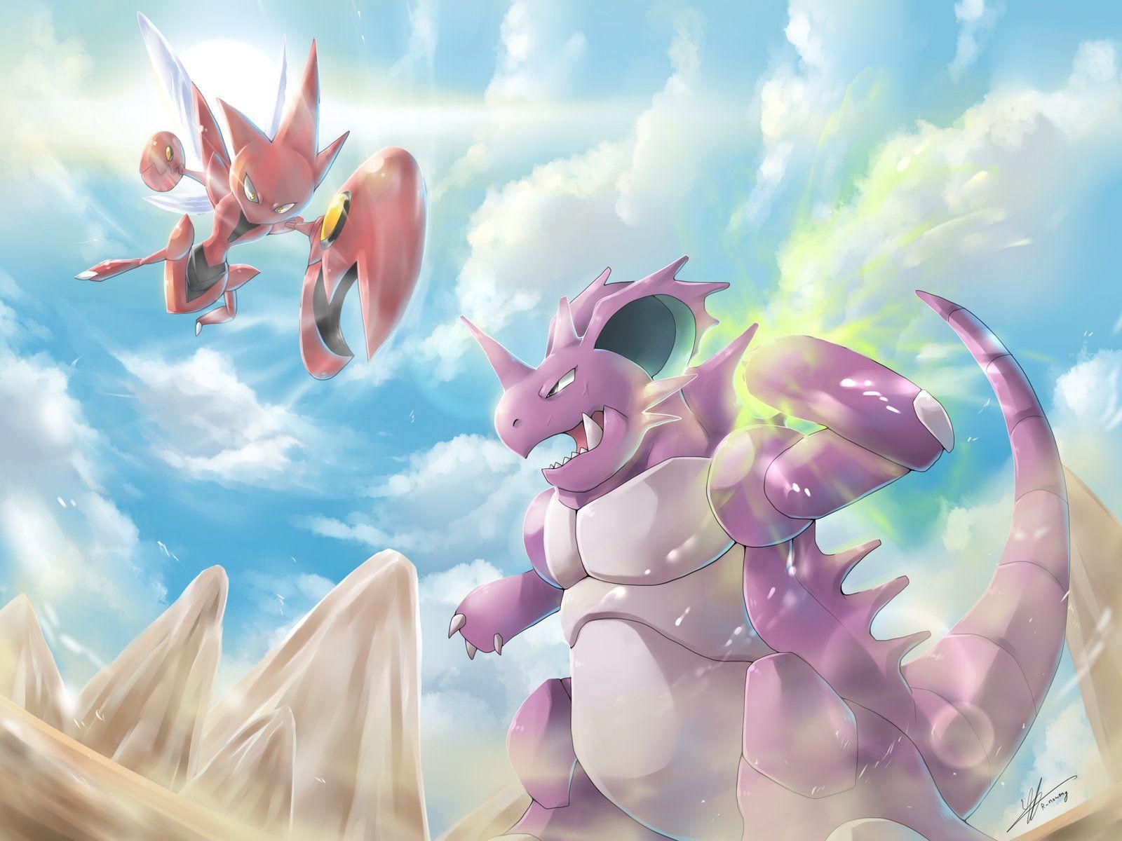 1600x1200 C Nidoking Vs Scizor! By R Nowong, Desktop