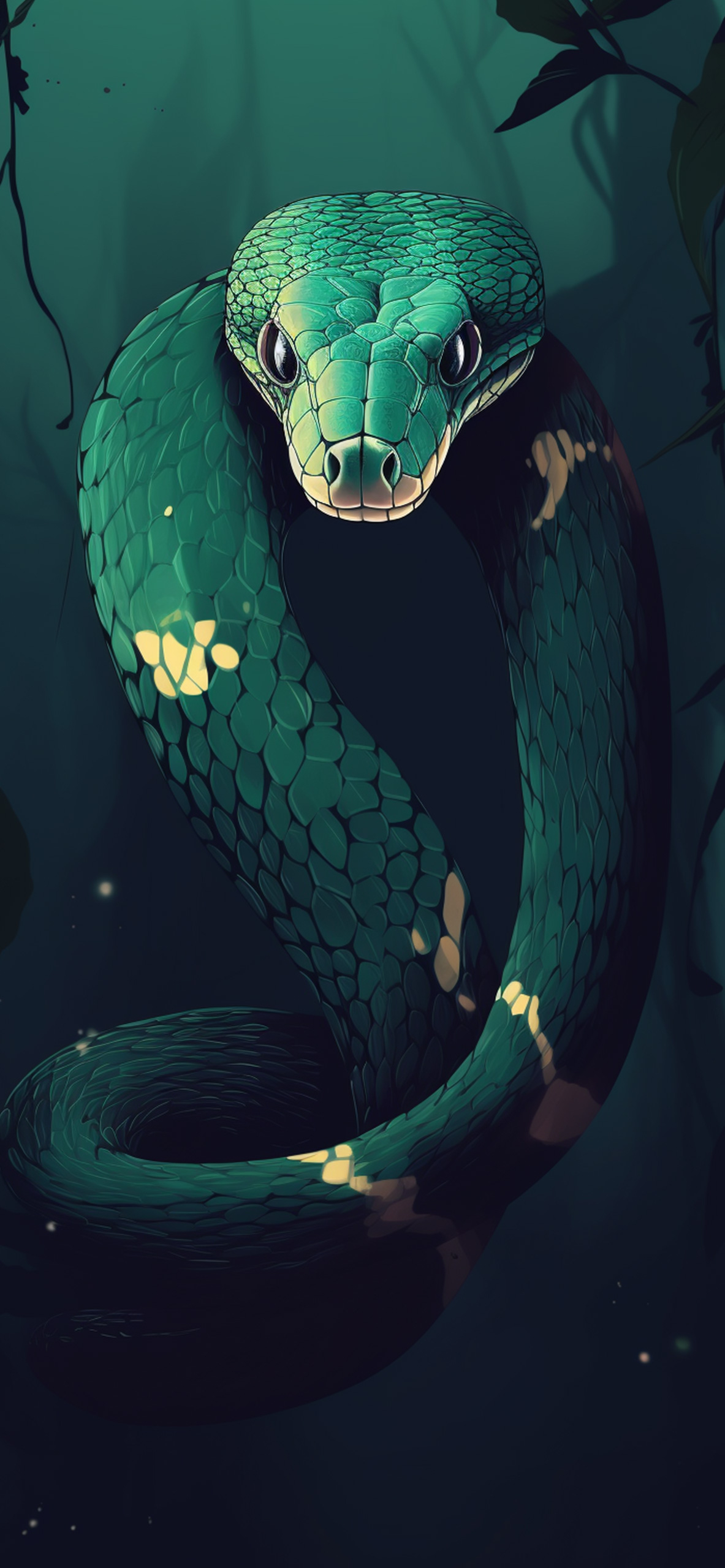 1190x2560 Aesthetic Snake Green Wallpaper, Phone