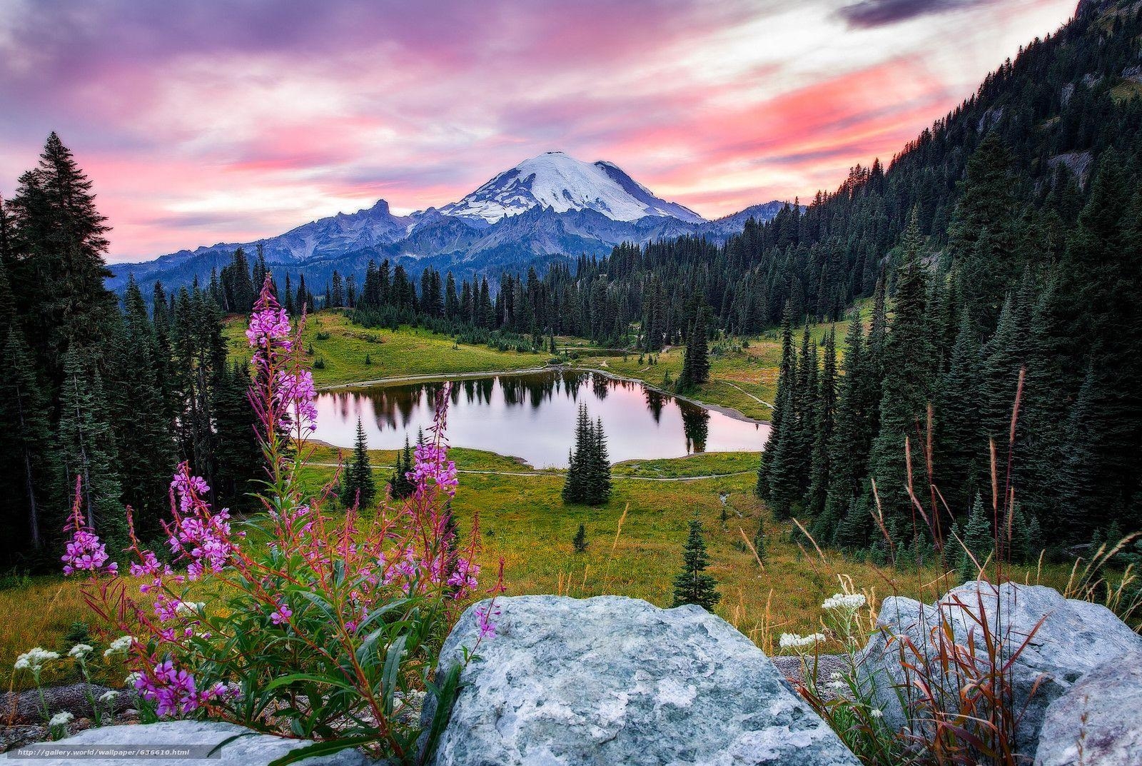 1600x1080 Download wallpaper Mount Rainier National Park, Tipsoo Lake, Desktop