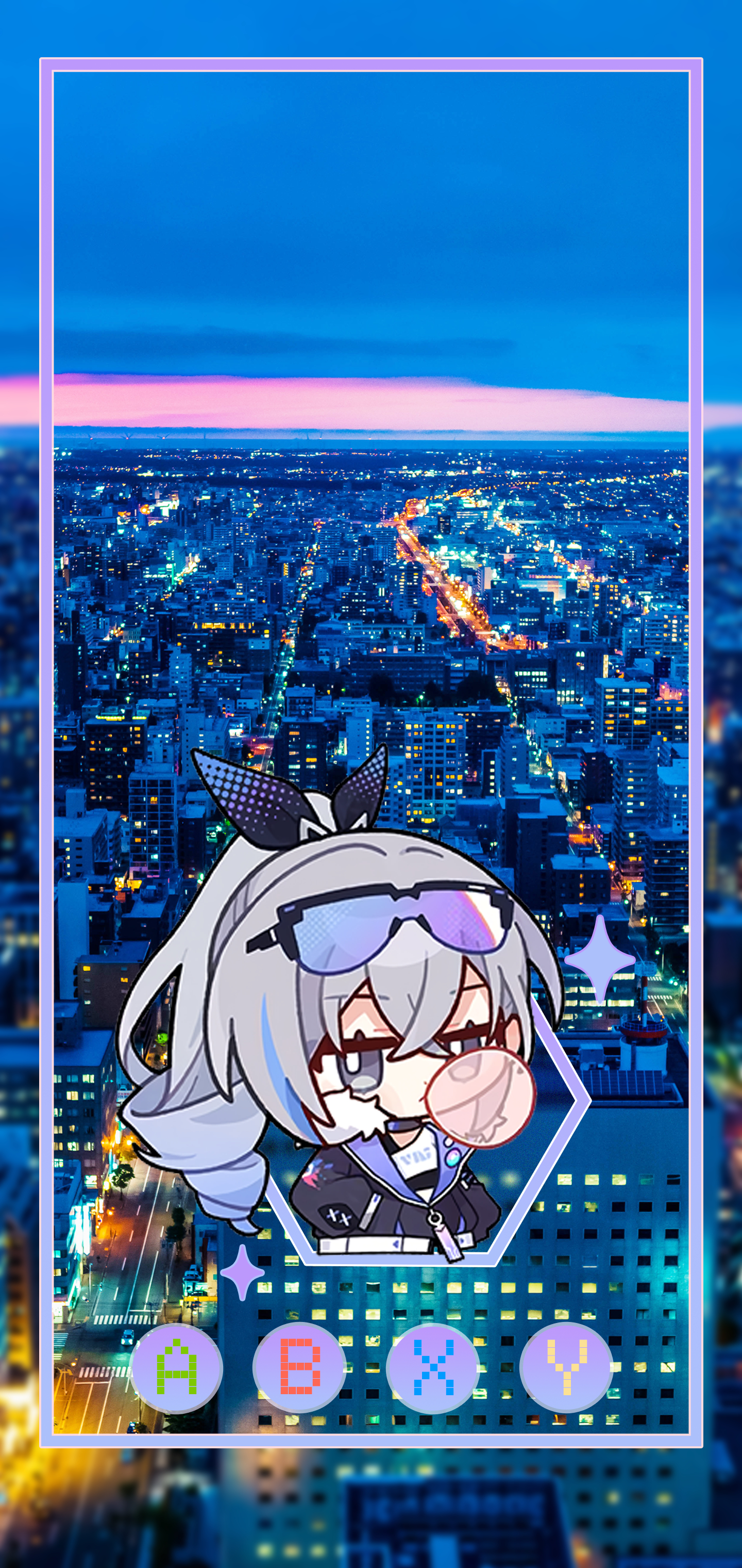 1440x3040 anime girls, urban, night, Honkai: Star, Phone