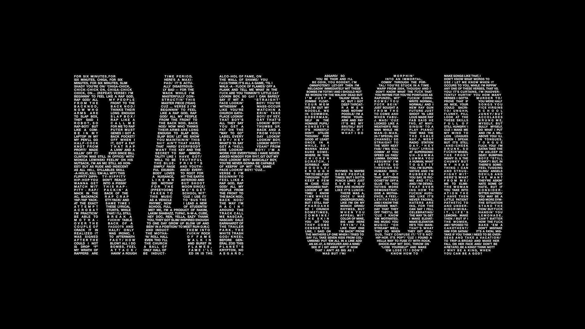 1920x1080 Rap God wallpaper (black), Desktop