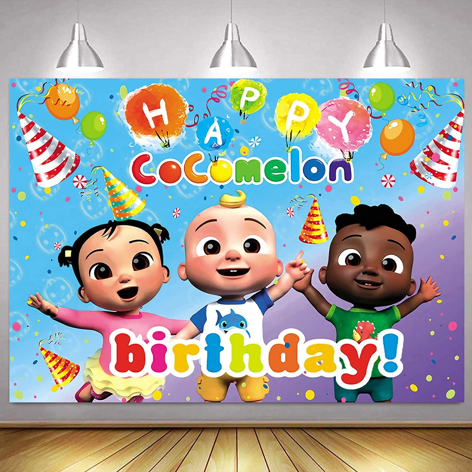 1500x1500 Lighting & Studio Cocomelon Backdrop for Kids Birthday Party Cartoon Cocomelon Family Theme Birthday Party Supplies for Girl cocomelon party decorations Backdrop Colorful Balloons Video Shooting Background Studio Props Video Studio, Phone