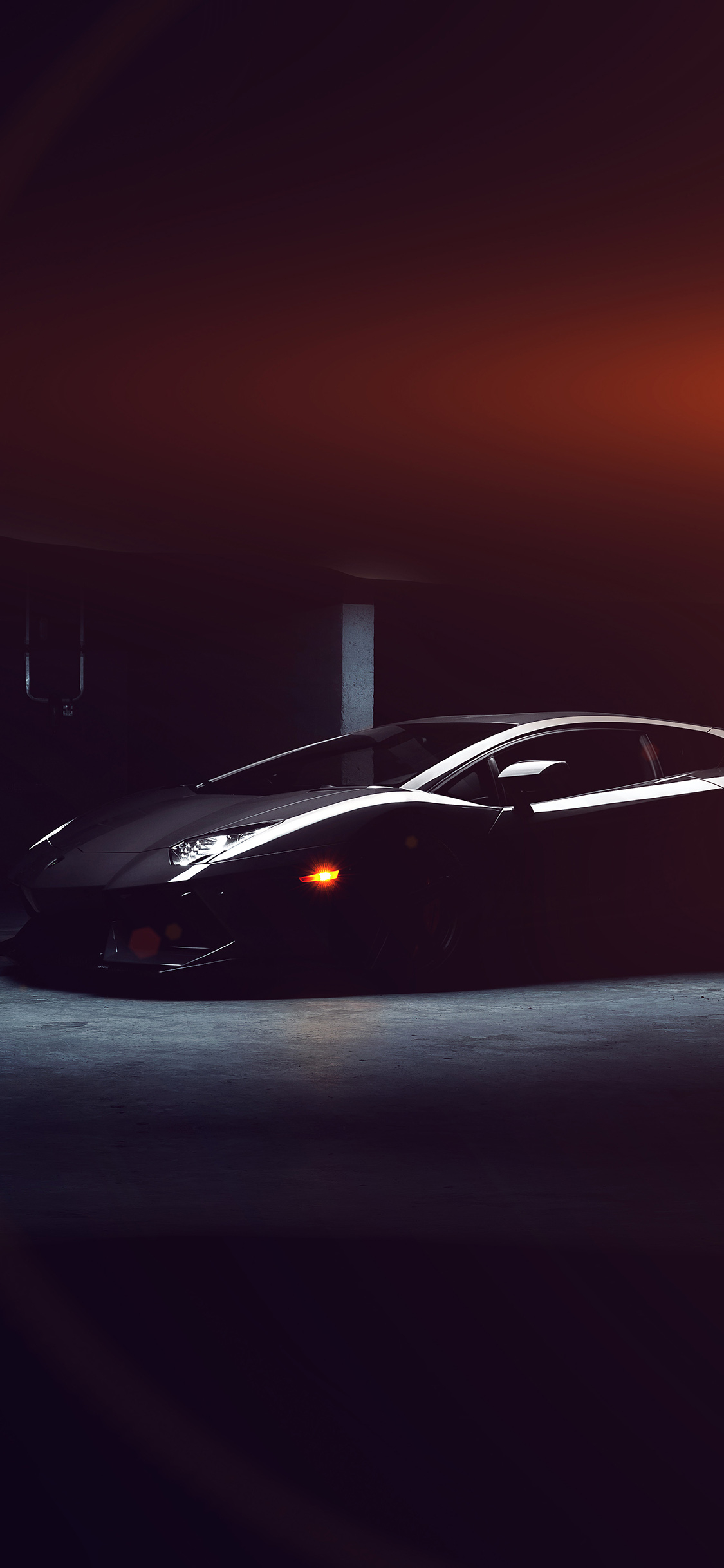 1130x2440 Lamborghini Car Dark Black Flare, Phone