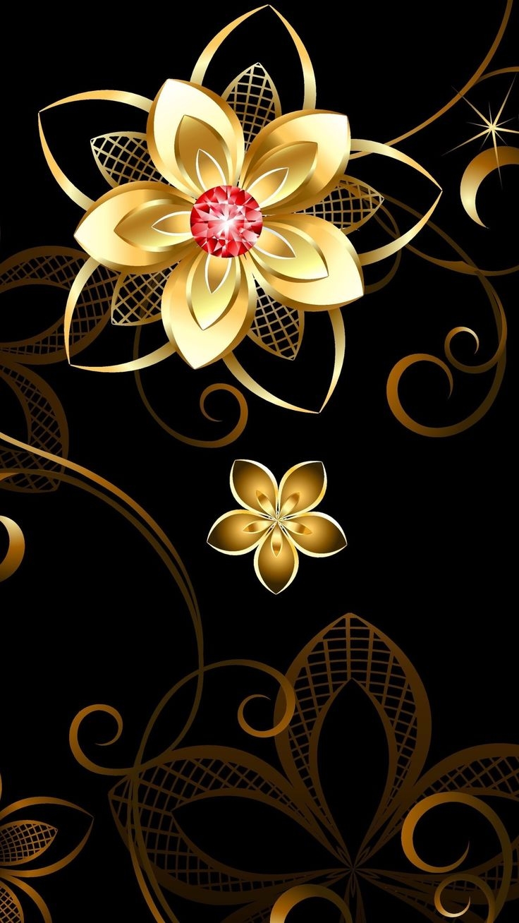 740x1310 3D Golden Flower wallpaper. Flower, Phone