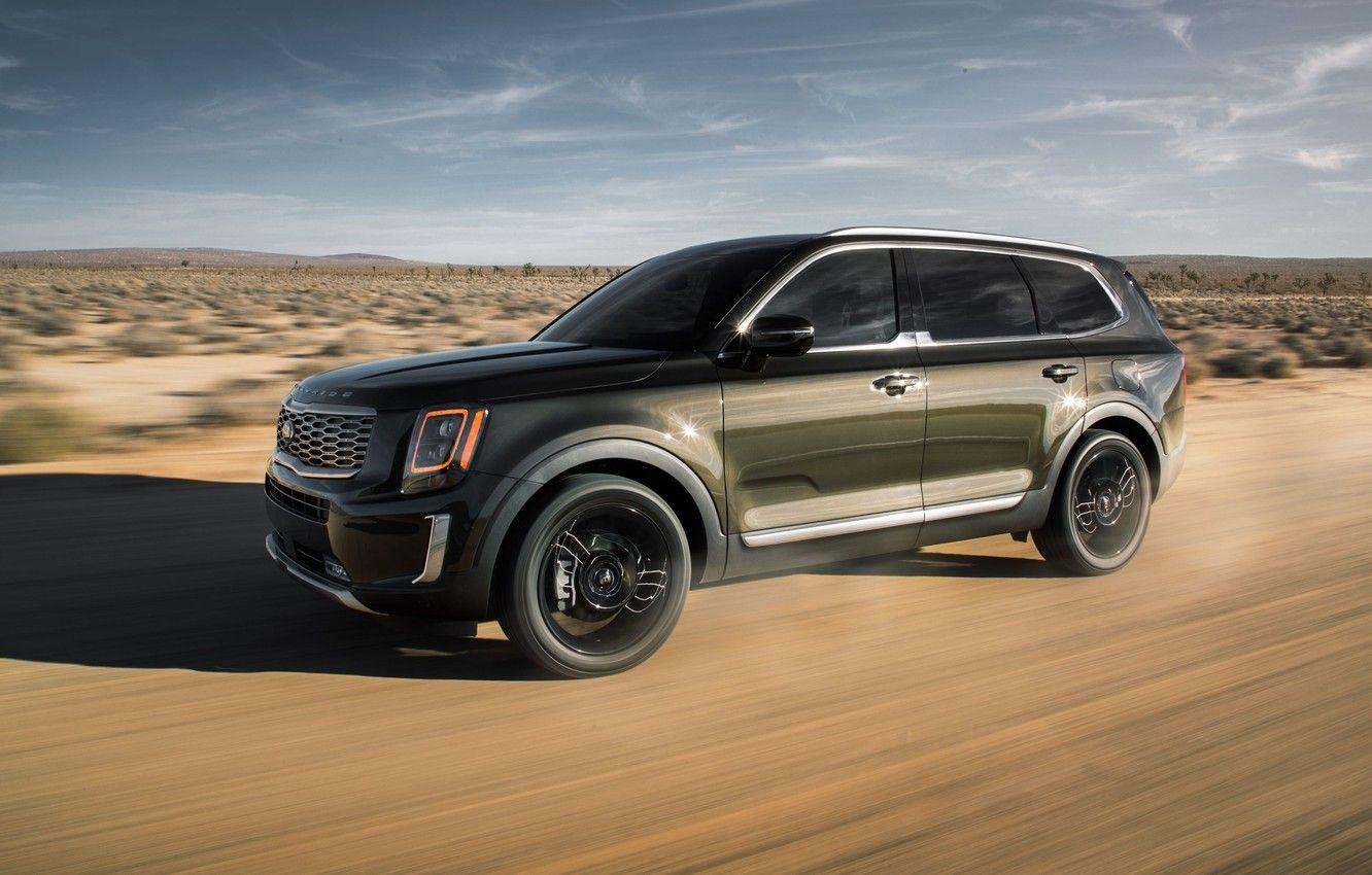 1340x850 Wallpaper road, sand, machine, speed, SUV, Kia Telluride image, Desktop