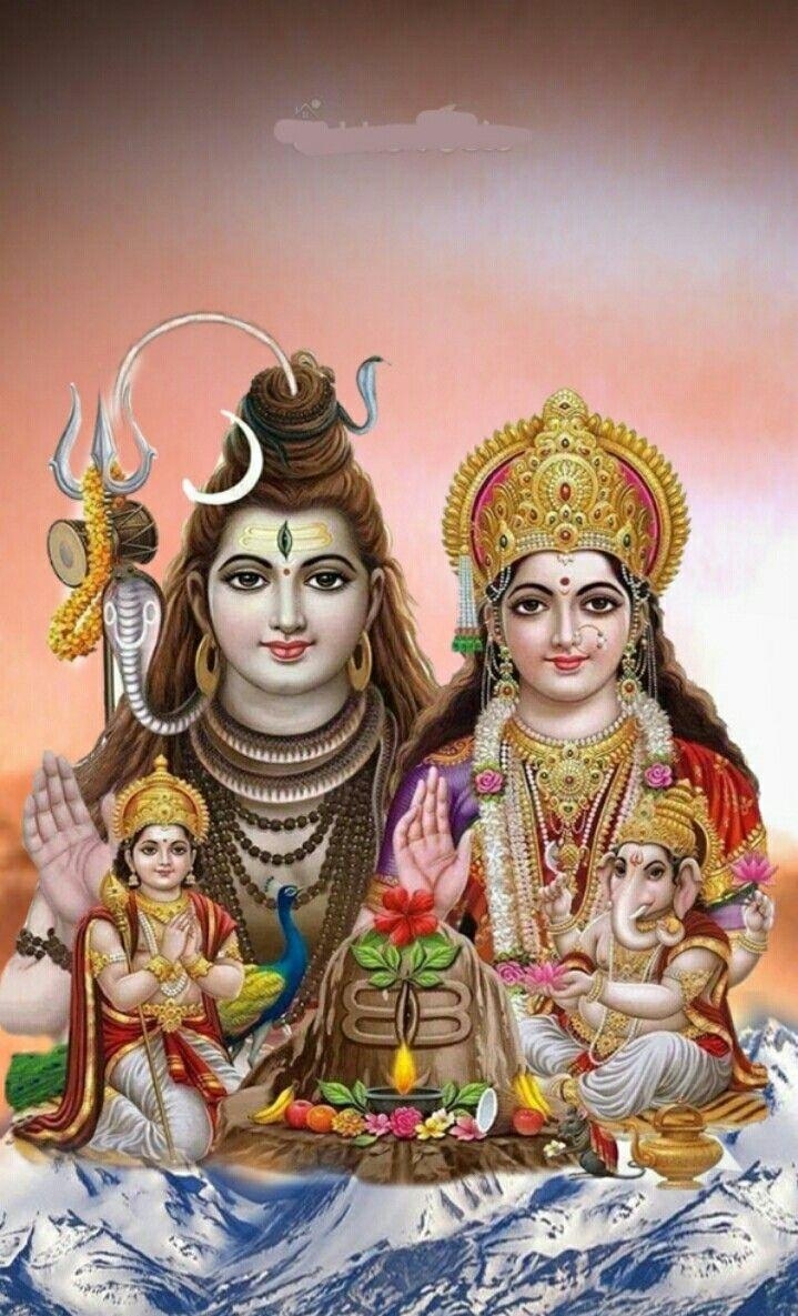 720x1190 Shiva Parvati and family with lingam. Hindu. Shiva wallpaper, Lord, Phone