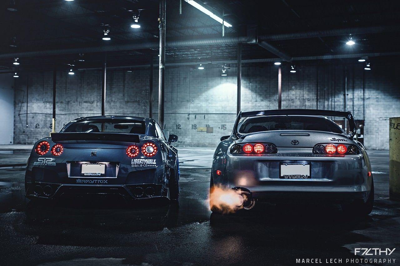 1280x860 Liberty Walk GTR and a mean looking Toyota Supra, Desktop