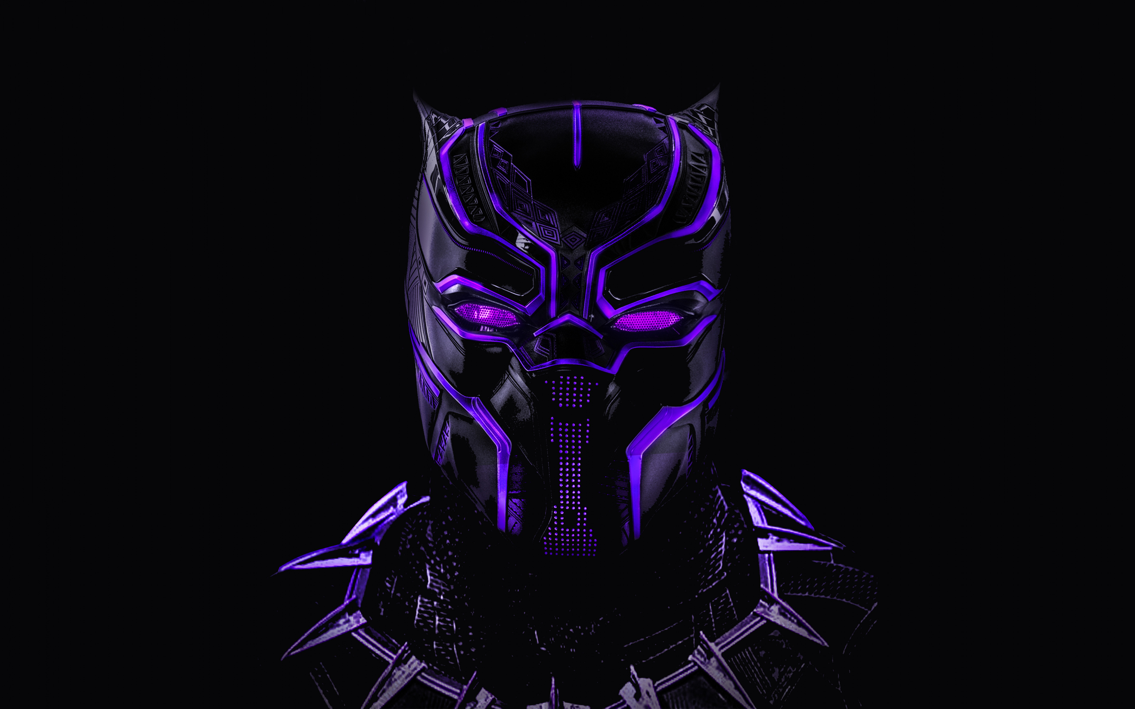 3840x2400 Download  wallpaper black panther, superhero, dark, glowing, Desktop