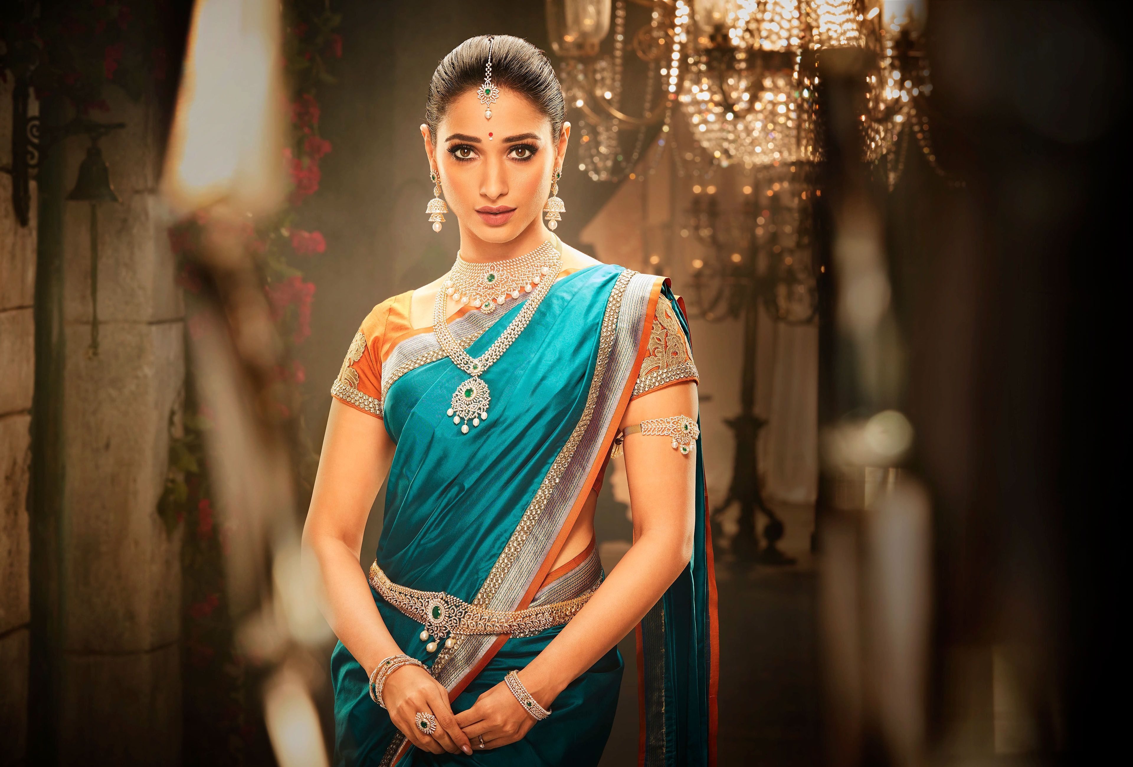 3840x2600 Saree, Traditional, South Indian, Tamannaah, Ethnic wear, 4K, Actress, Desktop