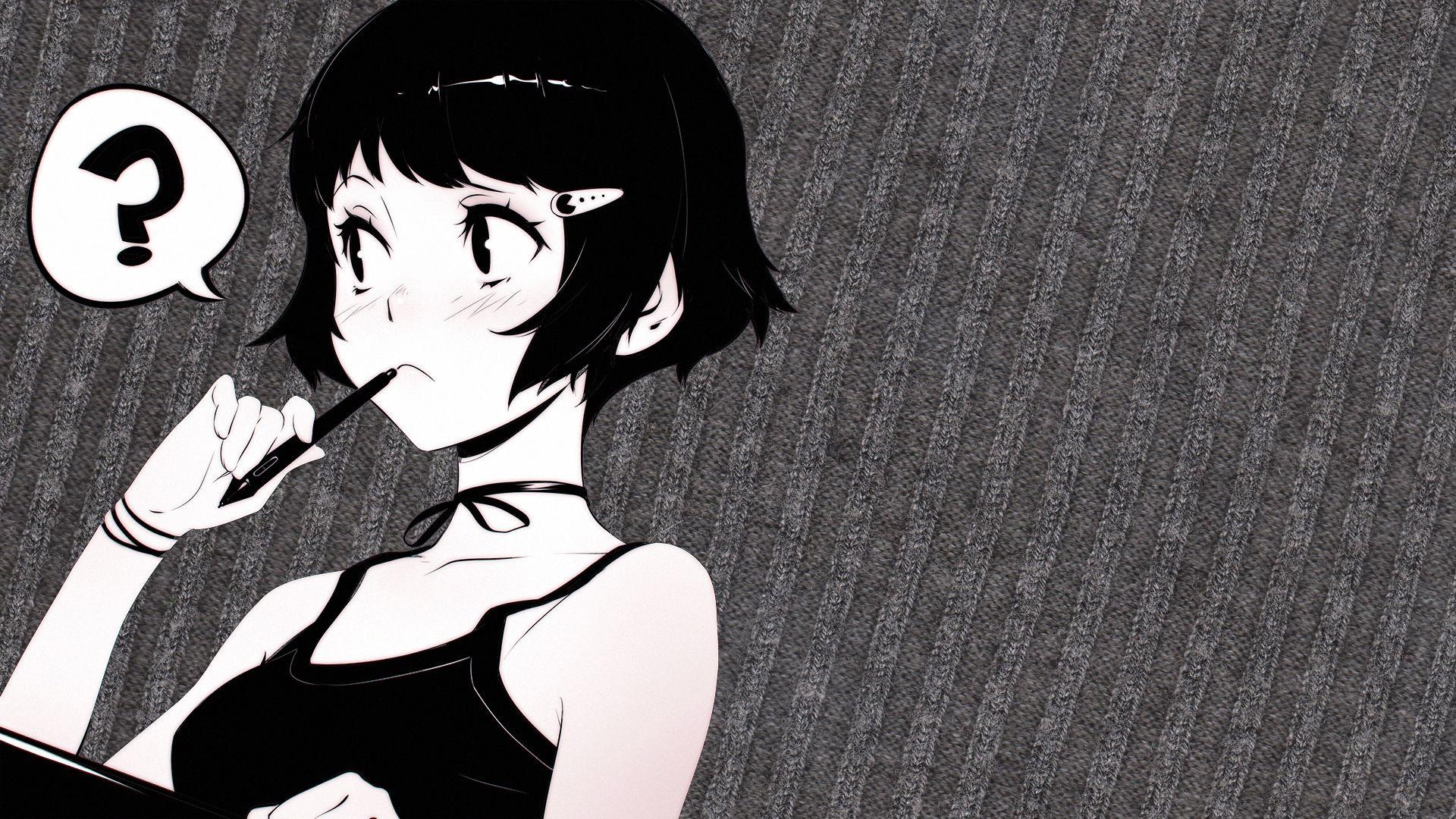 1920x1080 Anime Girl Wondering Black White HD Wallpaperx1080, Desktop