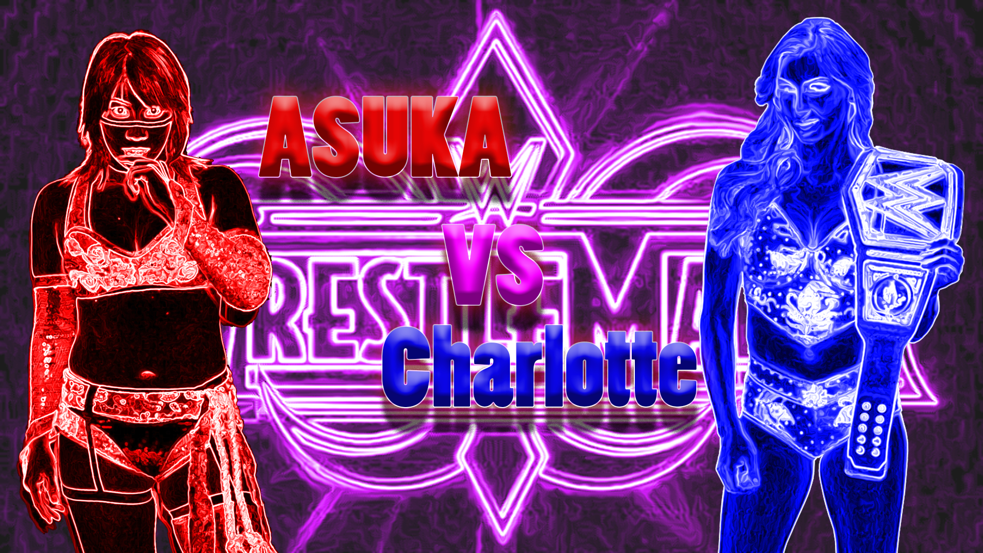 1920x1080 Just messing around with photohop and decided to make a wallpaper for the Wrestlemania match I'm most excited for. Asuka vs Charlotte, Desktop