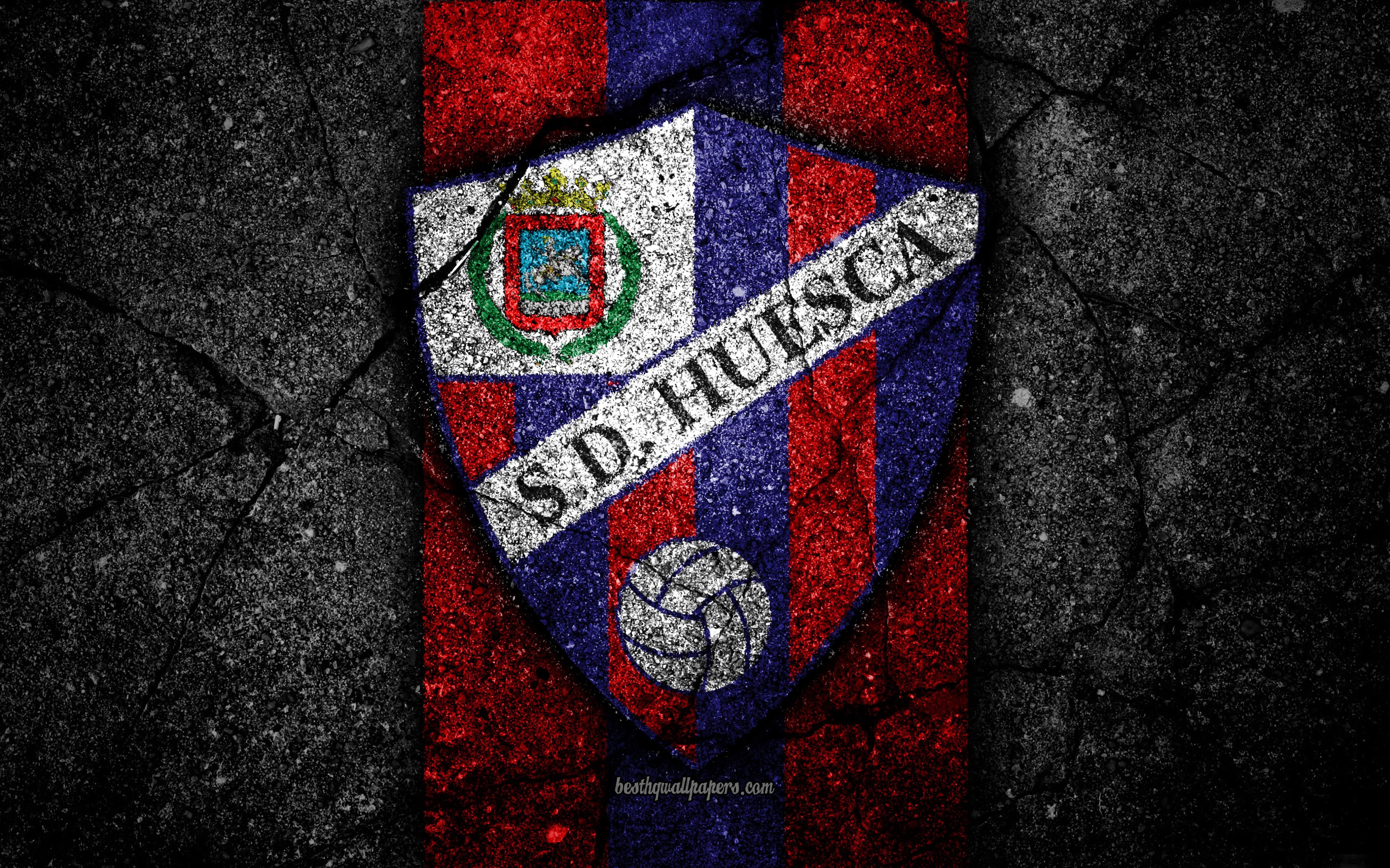 3840x2400 Download wallpaper 4k, FC Huesca, logo, Segunda Division, soccer, Desktop