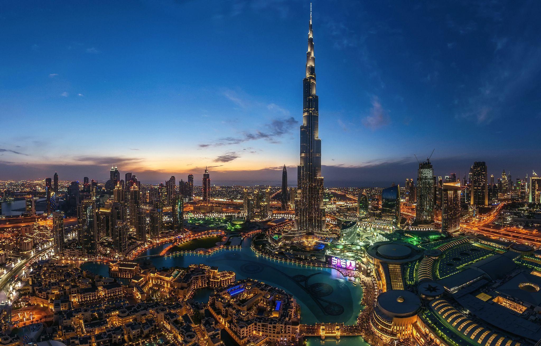 2050x1320 Dubai Cities United Arab Emirates Panorama Burj Khalifa Sunset Sky, Desktop