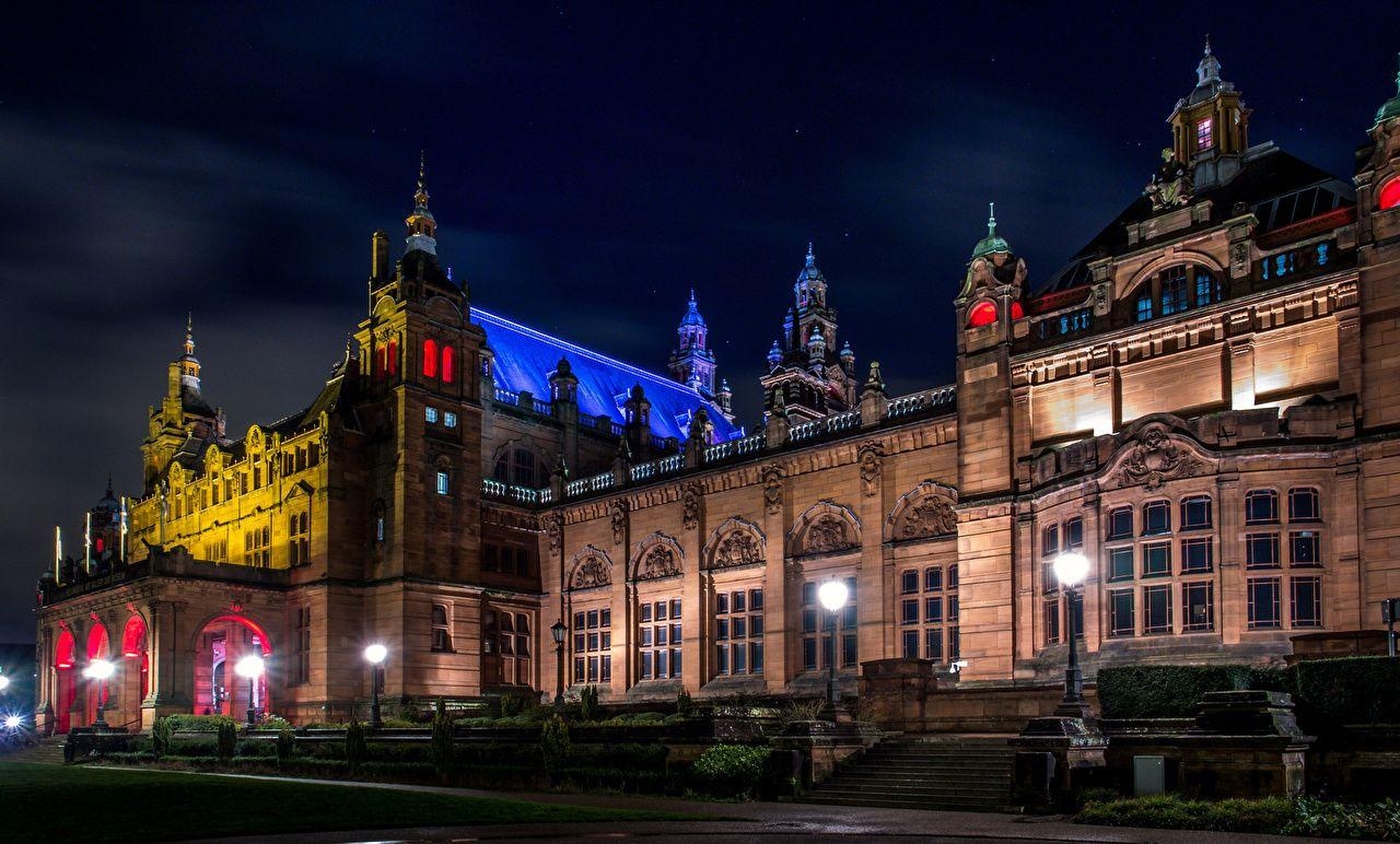 1280x780 Wallpaper Scotland Kelvingrove Art Gallery Museum Glasgow Night, Desktop