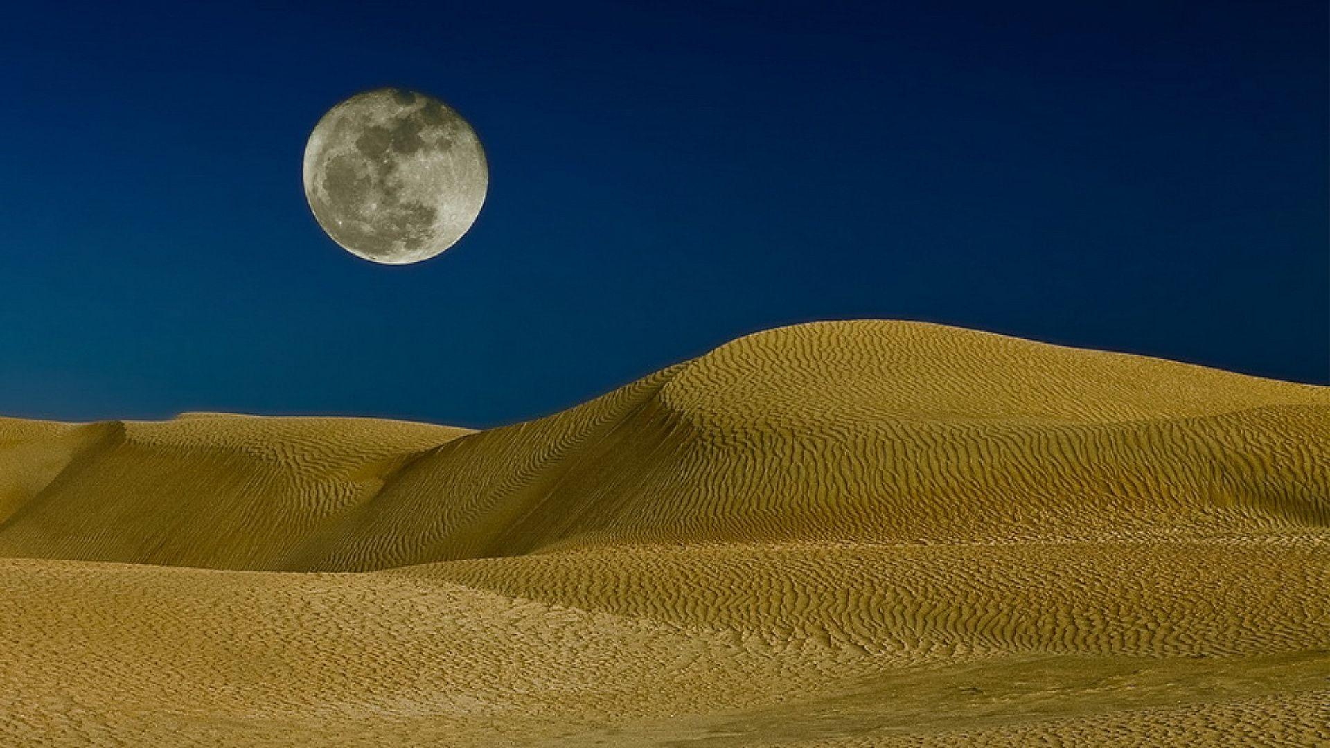 1920x1080 Moon over the sand dunes wallpaper and image, Desktop