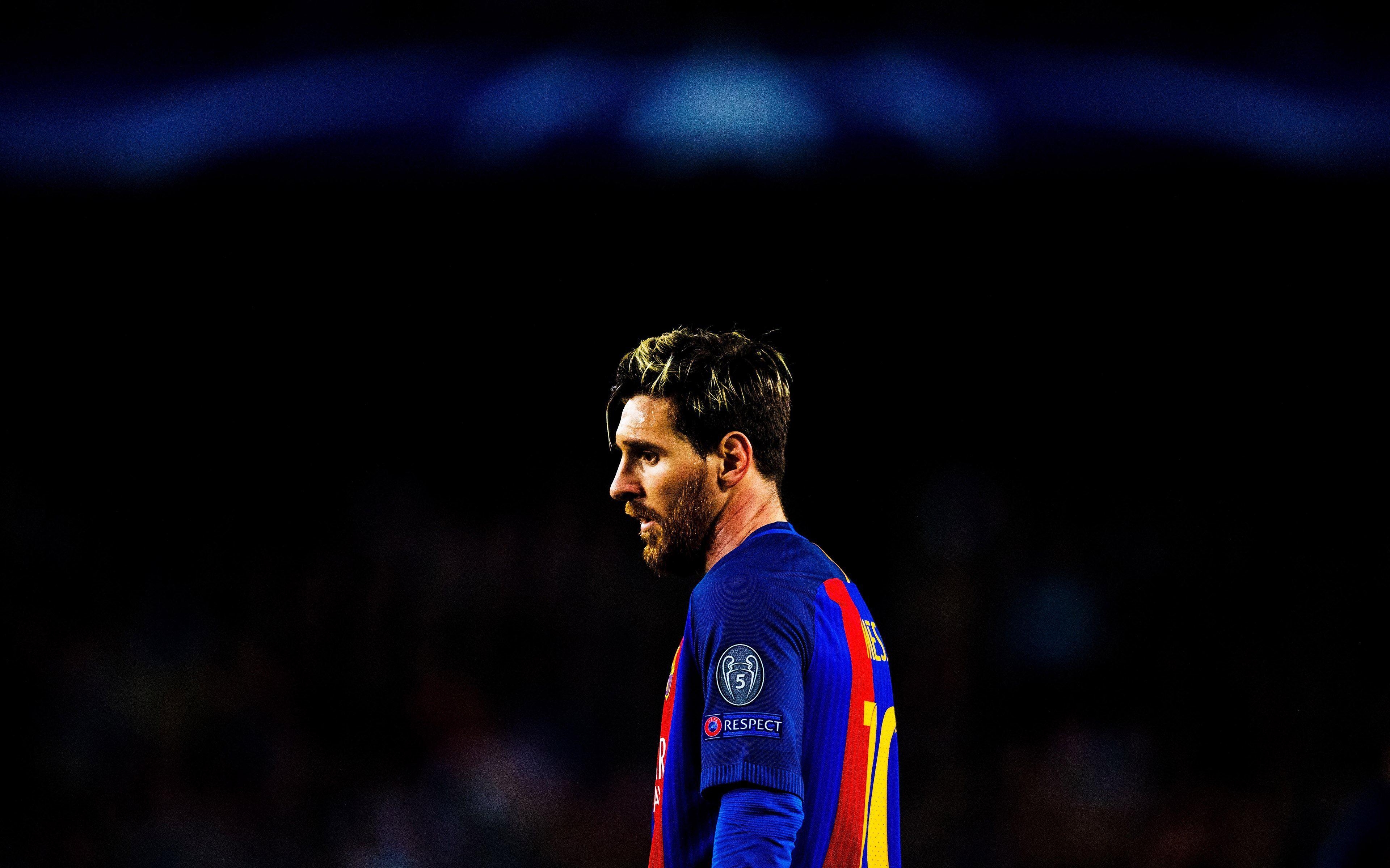 3840x2400 Download wallpaper Lionel Messi, 4k, match, football stars, Desktop