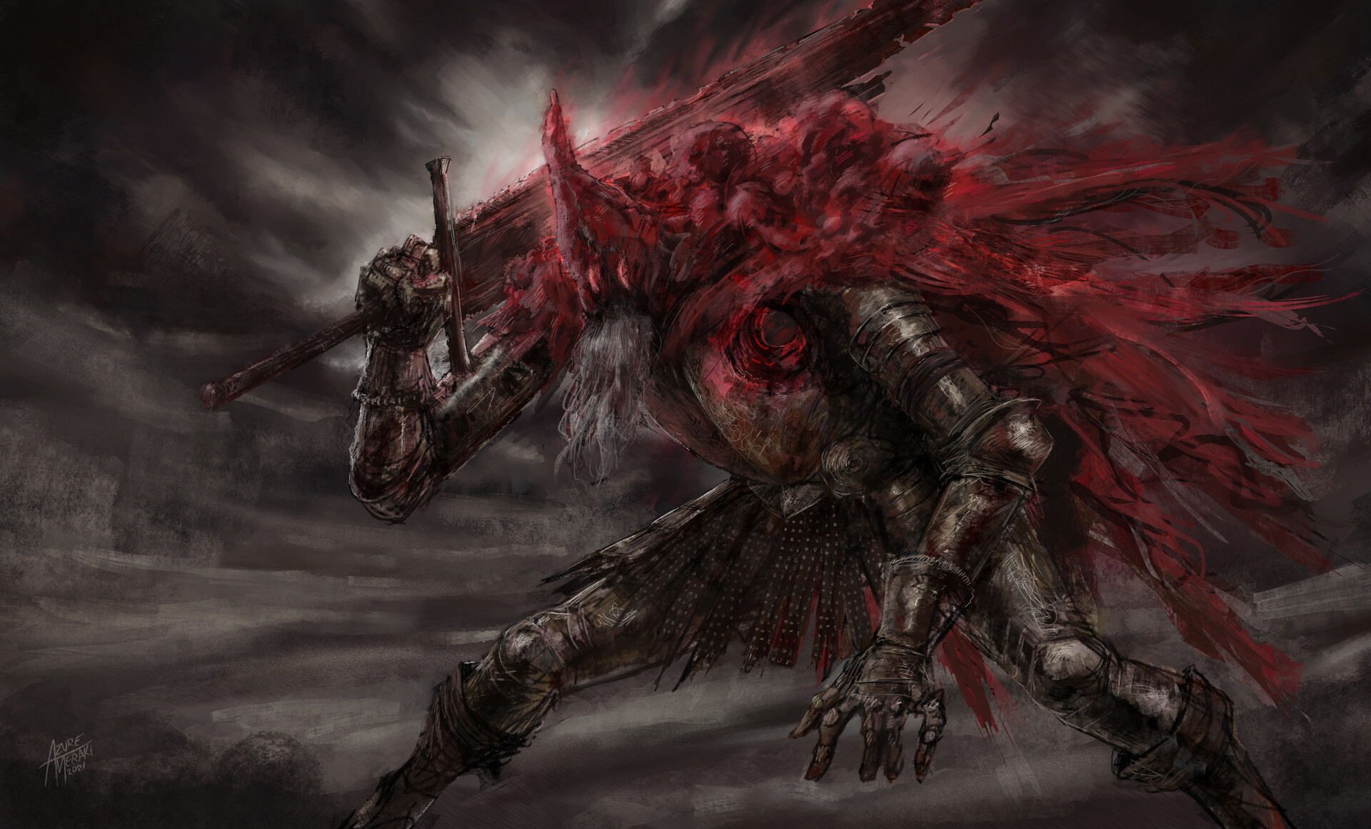 1920x1170 fantasy art, artwork, digital art, Dark Souls, Slave Knight Gael, video game artx1161 Wallpaper, Desktop