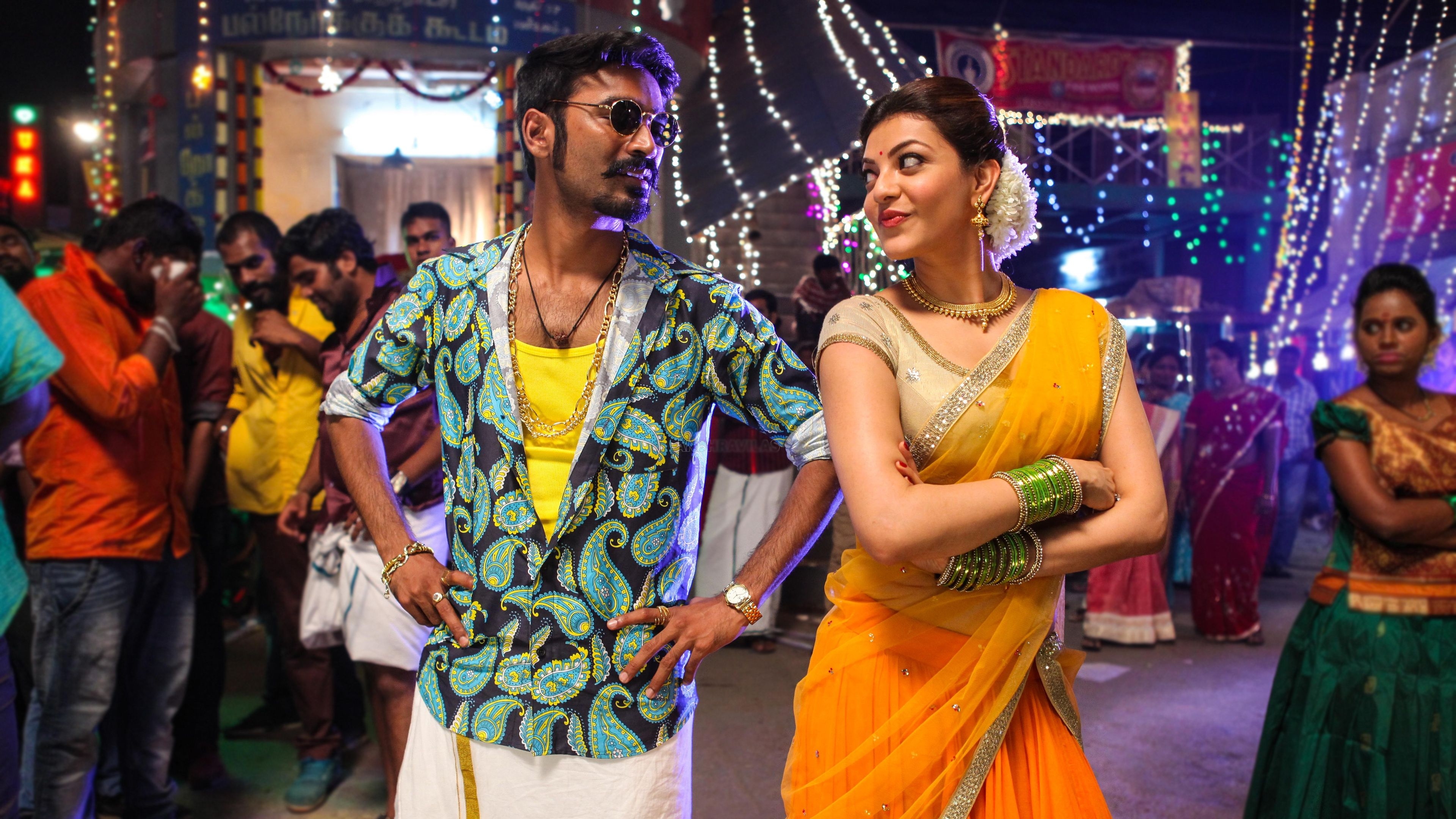 3840x2160 Dhanush Kajal Maari Tamil Movie Wallpaper in jpg format for free download, Desktop