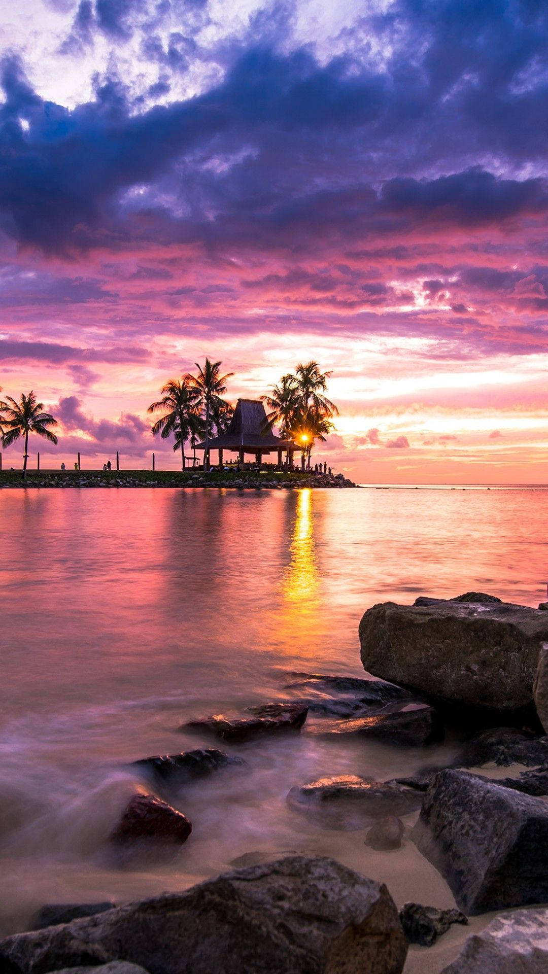 1080x1920 Download 4k iPhone Small Beach Hut During Sunset Wallpaper, Phone