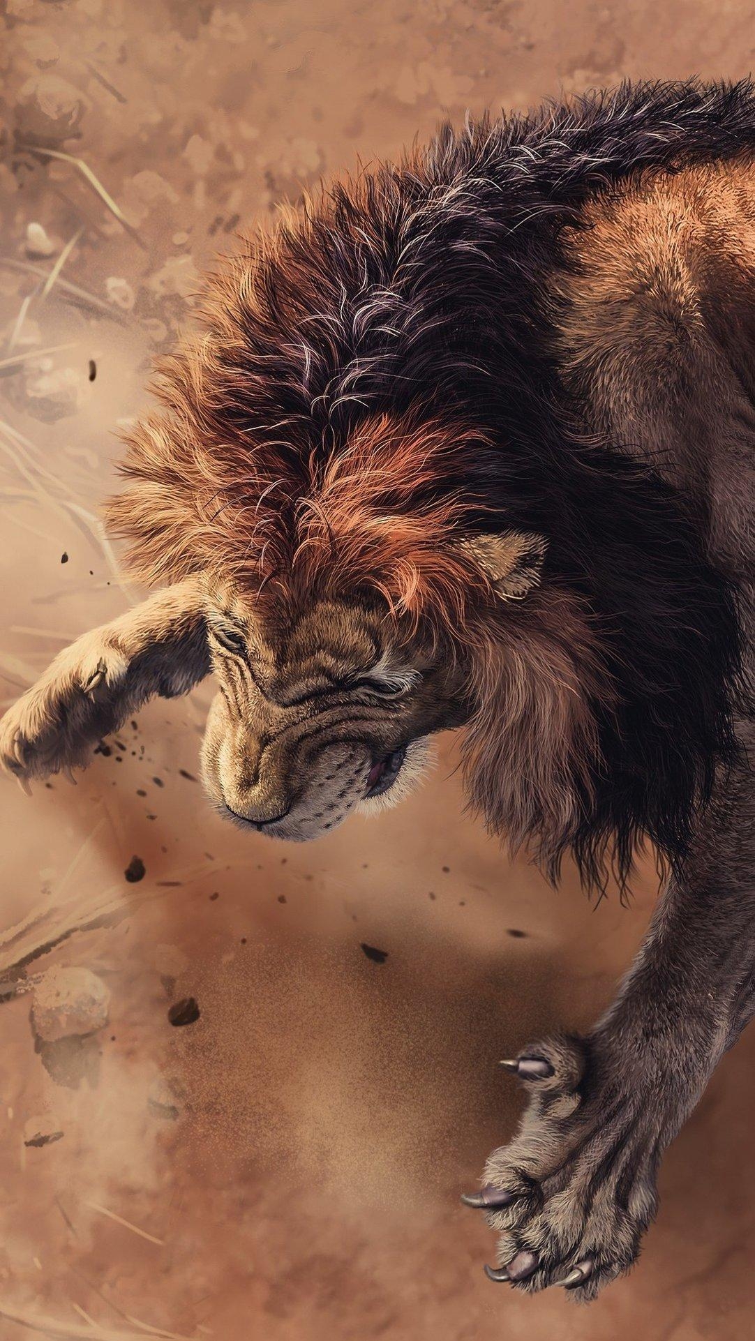 1090x1930 Angry Lion Wallpaper ID on Animals Wallpaper, Phone