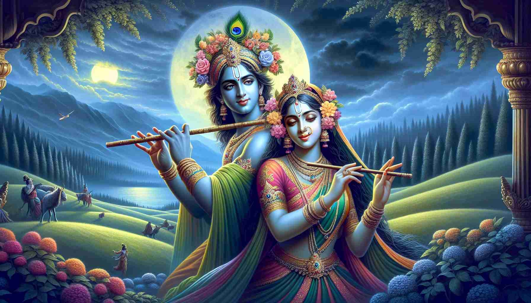 1800x1030 Exploring the Divine Charm of Radha Krishna AI Wallpaper, Desktop