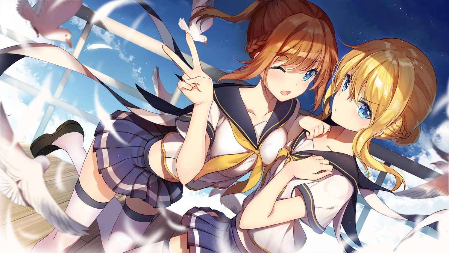 1500x850 bison azur lane renown (azur lane) repulse (azur lane) seifuku, Desktop