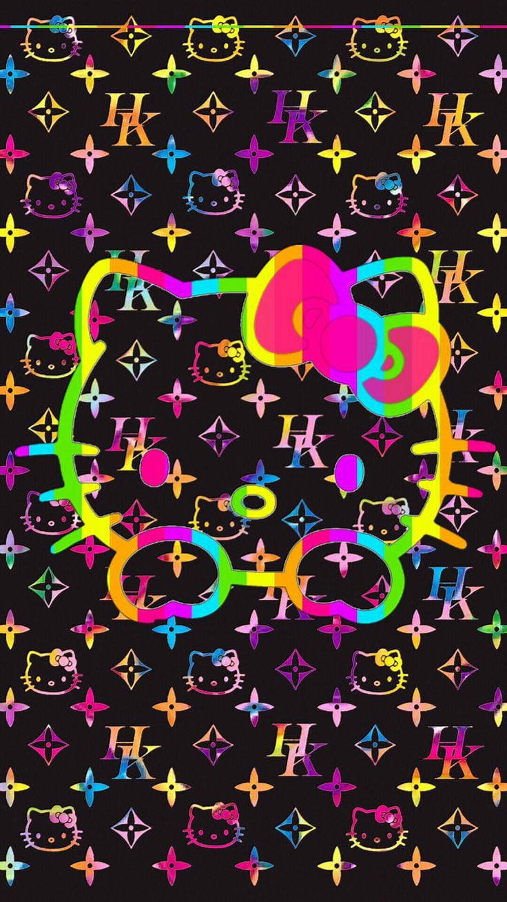 740x1310 Download Colorful Logo On Black Helly Kitty Wallpaper, Phone