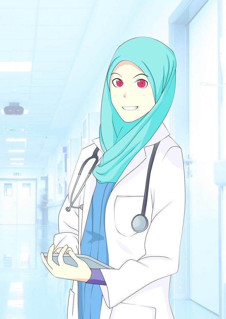 760x1070 Girl Doctor Cartoon Muslimah, Phone