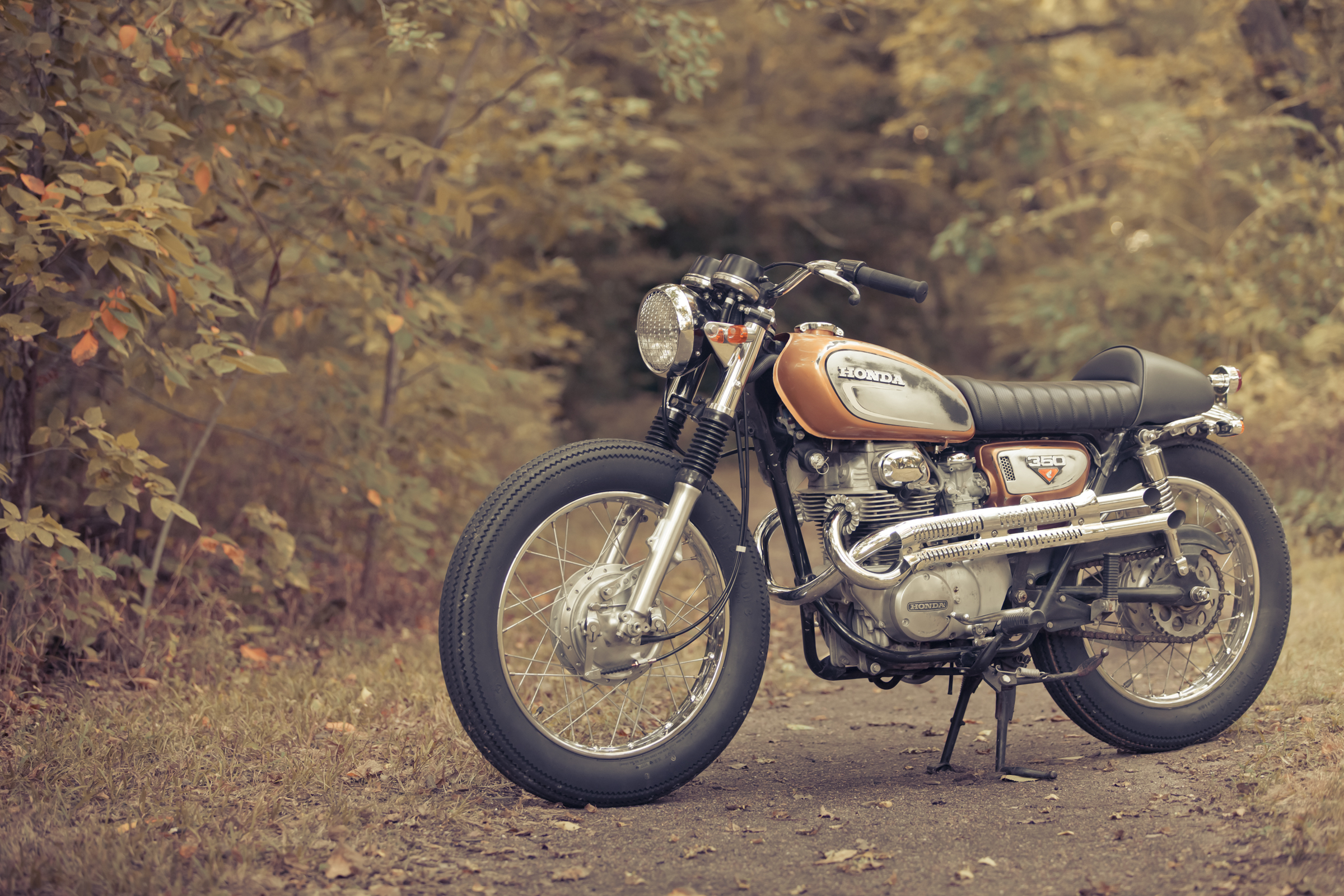 2400x1600 Wallpaper, landscape, motorcycle, wood, orange, Honda, vintage, caferacer, cruiser, tree, wheel, cafe, cl, moto, justin, cb, soil, motorcycling, motor vehicle, distress, brat, woody, jonathan, tracker, ict, wichita, ochs, cb streettracker, Desktop