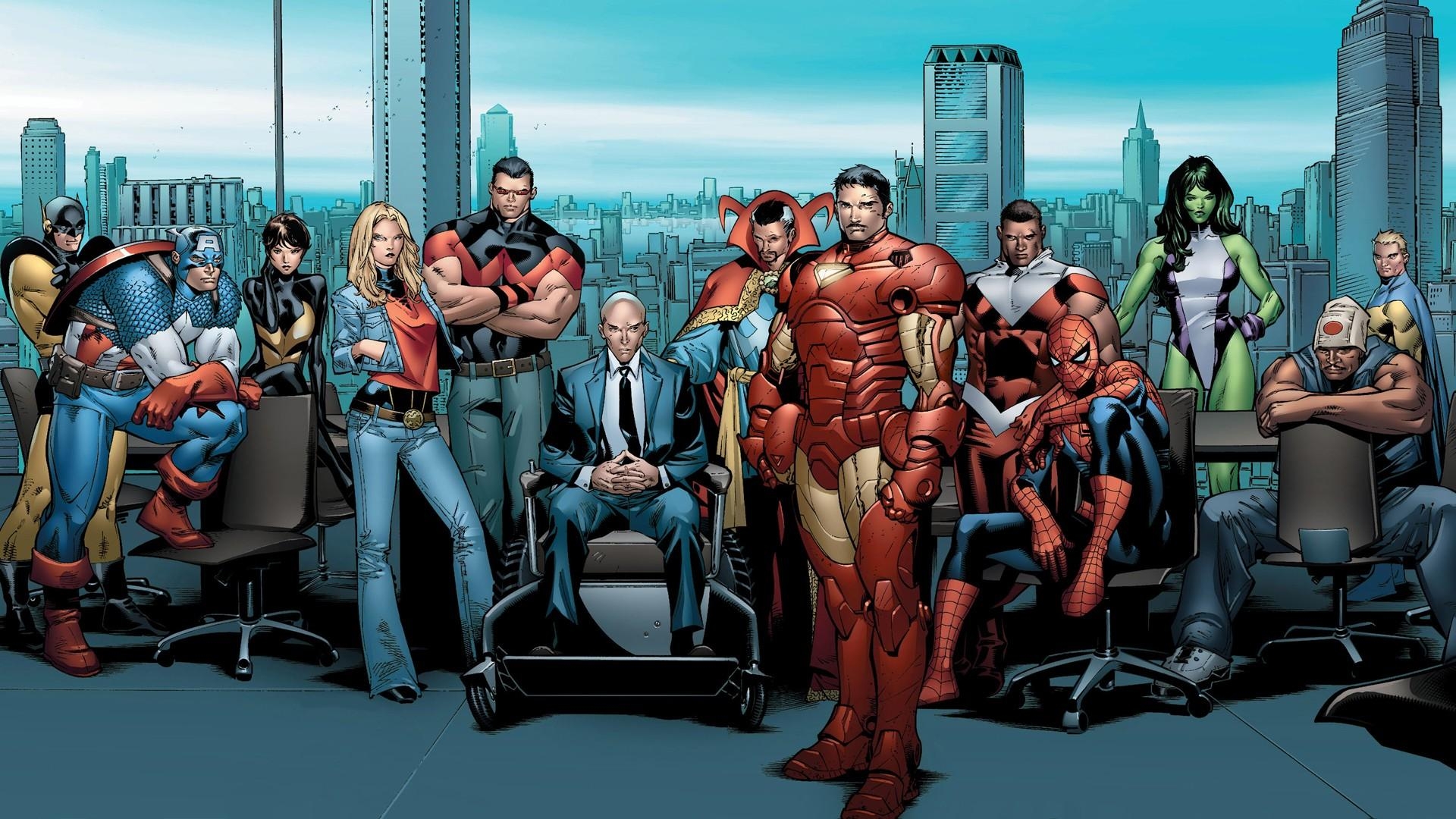 1920x1080 Iron Man, Falcon, Comics, Spider Man, Captain America, Wasp, Fantasy, Desktop