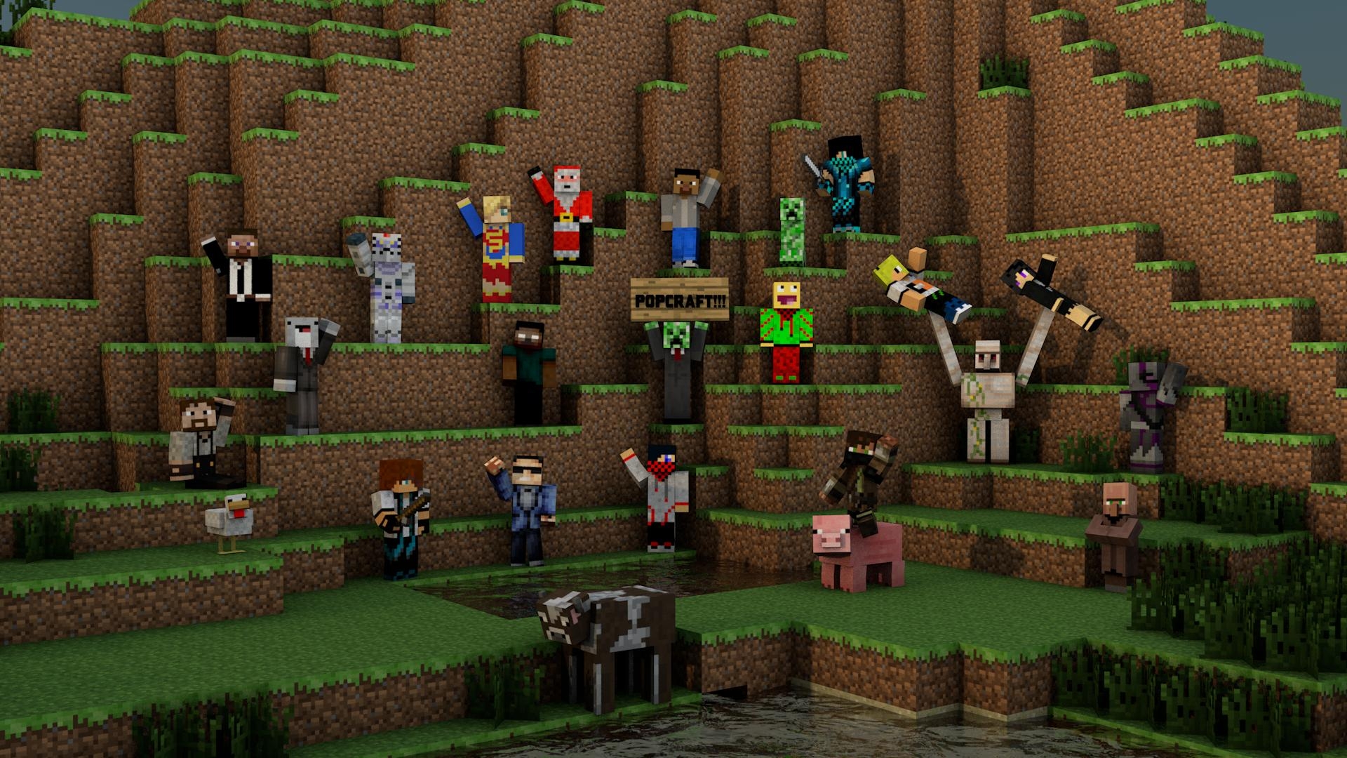 1920x1080 3D HD Minecraft Wallpaper Made With Cinema 4D And Photohop CS6, Desktop