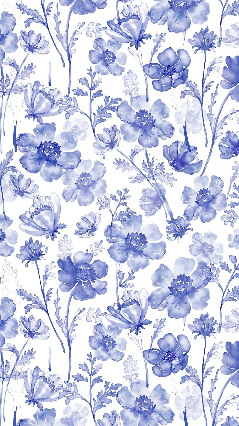 800x1430 Flower Watercolor Blue Image Wallpaper, Phone