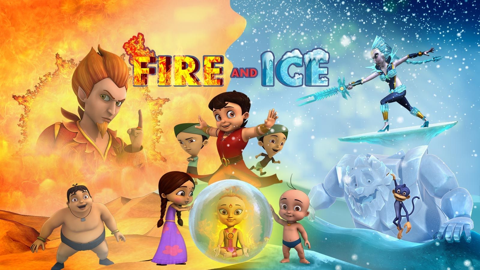 1600x900 Super Bheem Fire and Ice Movie. Cartoon Fun Superhero Movie for Kids, Desktop